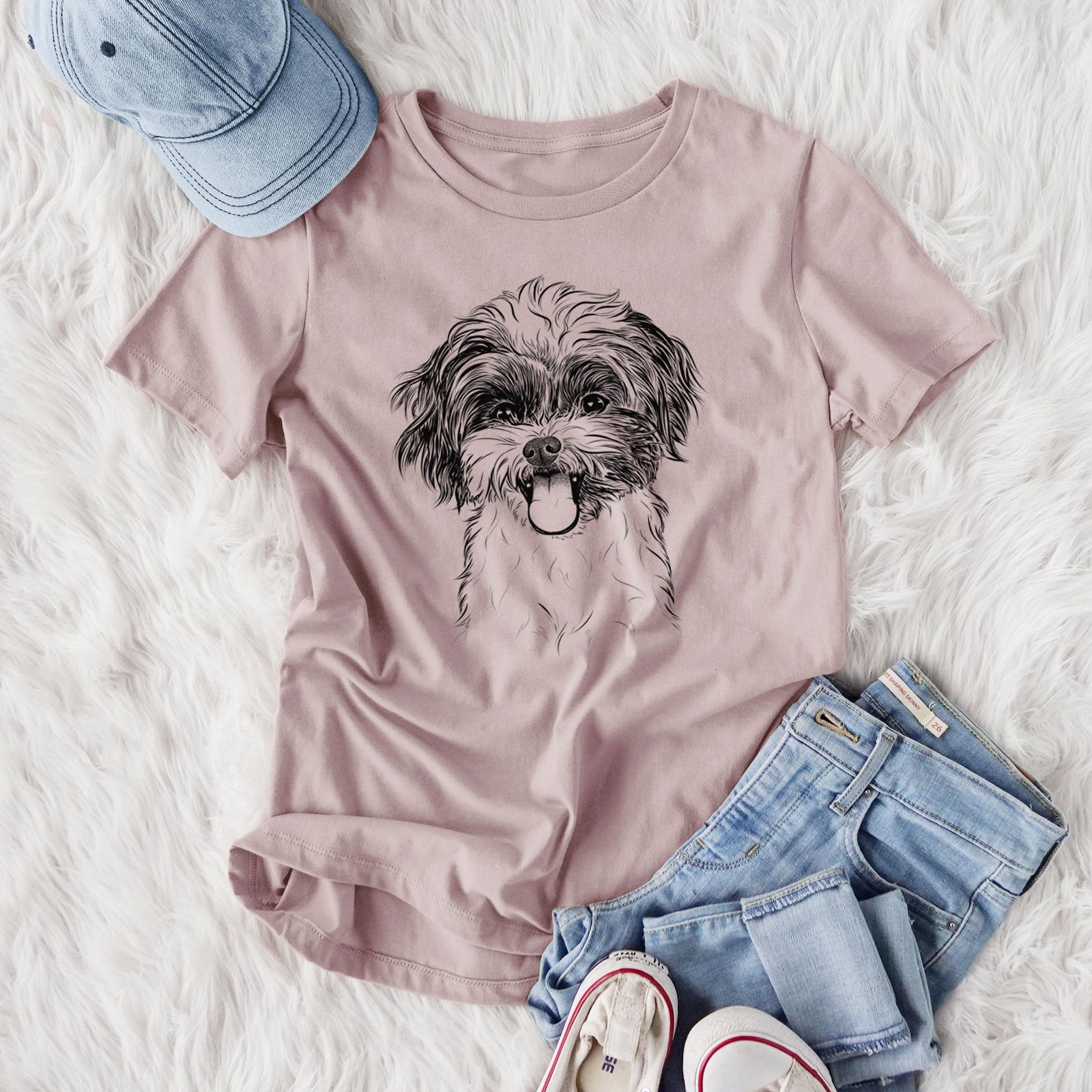Bare Pepper the Shihpoo - Women's Lightweight Relaxed Fit 100% Cotton Crewneck