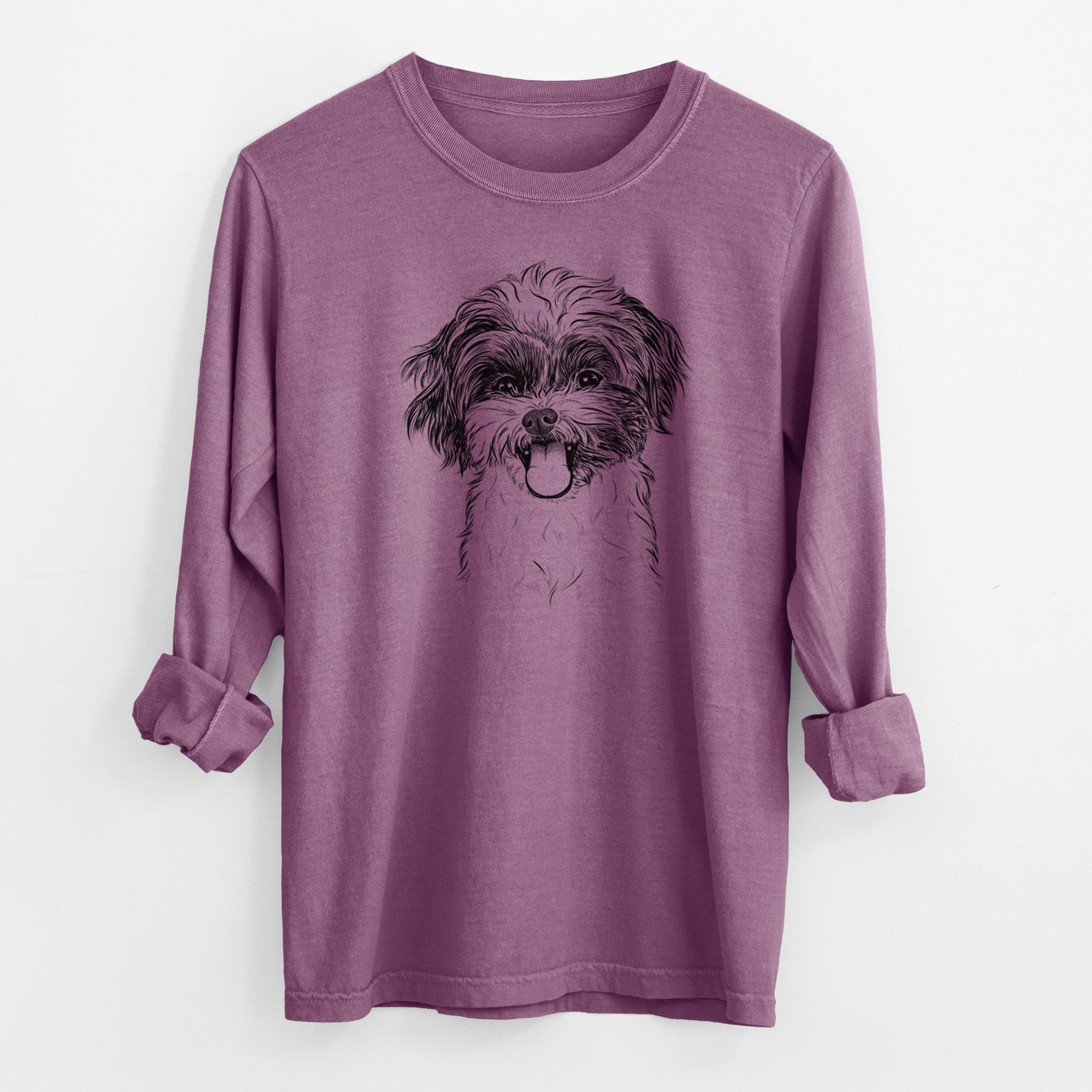 Bare Pepper the Shihpoo - Men's Heavyweight 100% Cotton Long Sleeve