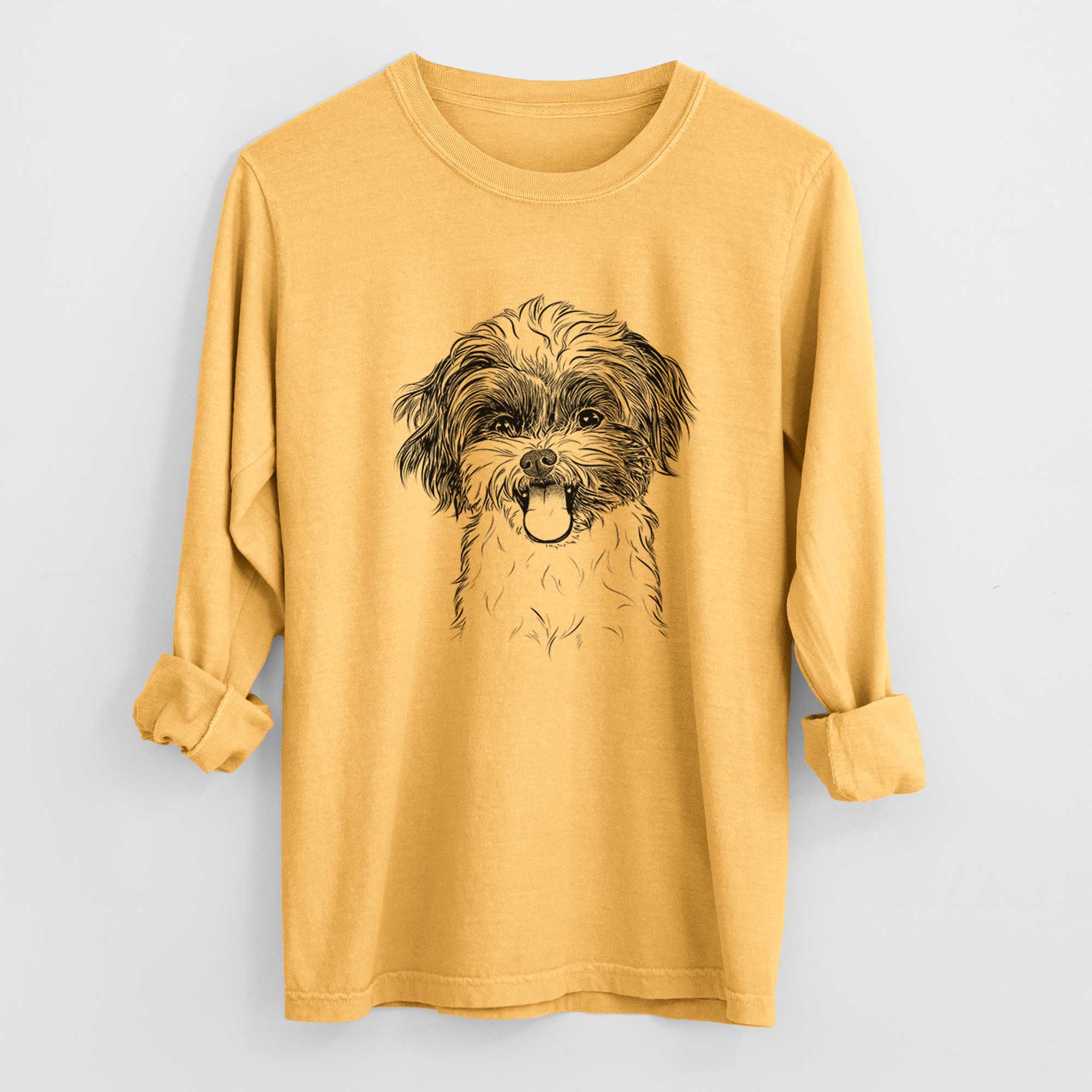 Bare Pepper the Shihpoo - Men's Heavyweight 100% Cotton Long Sleeve