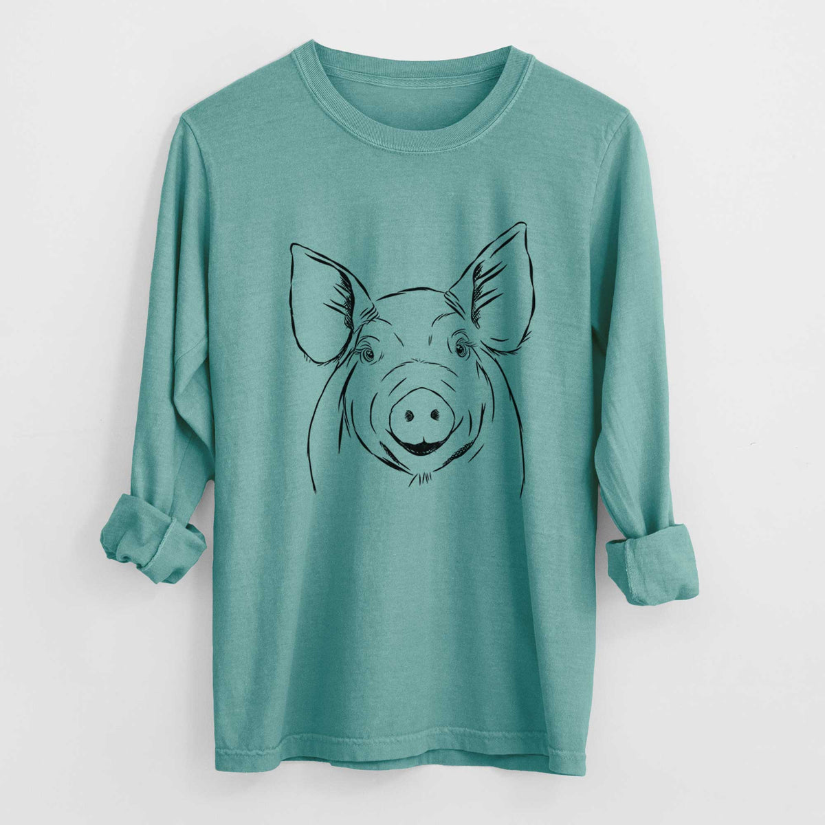 Bare Perry the Pig - Men&#39;s Heavyweight 100% Cotton Long Sleeve