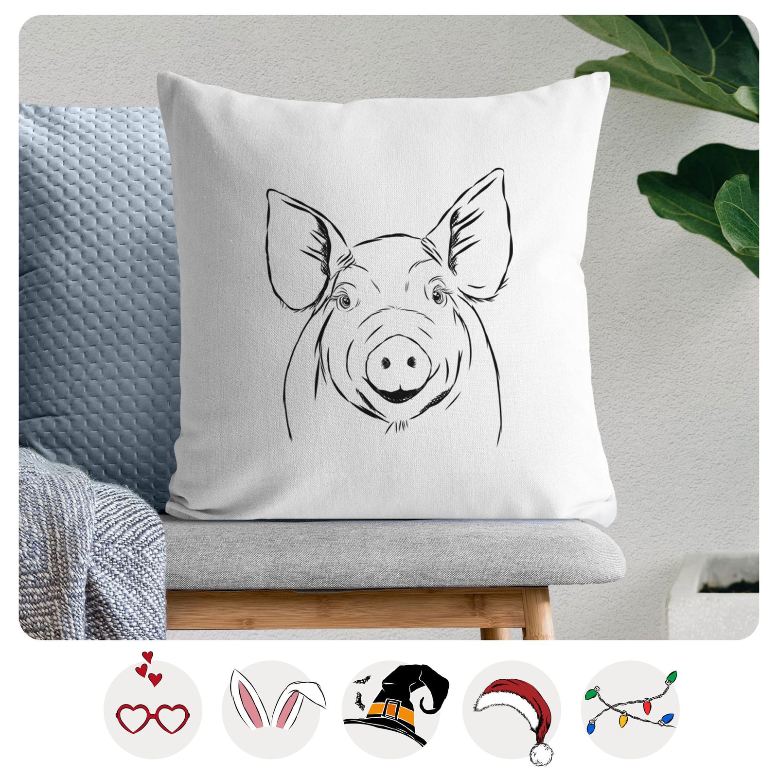 Perry the Pig - Throw Pillow Cover