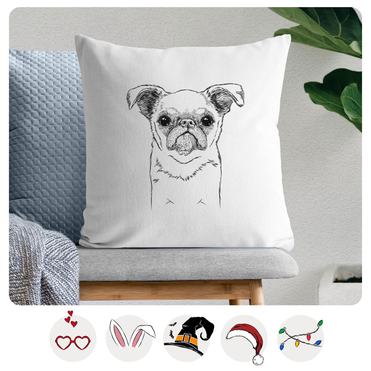 Petit Penny the Brussels Griffon - Throw Pillow Cover
