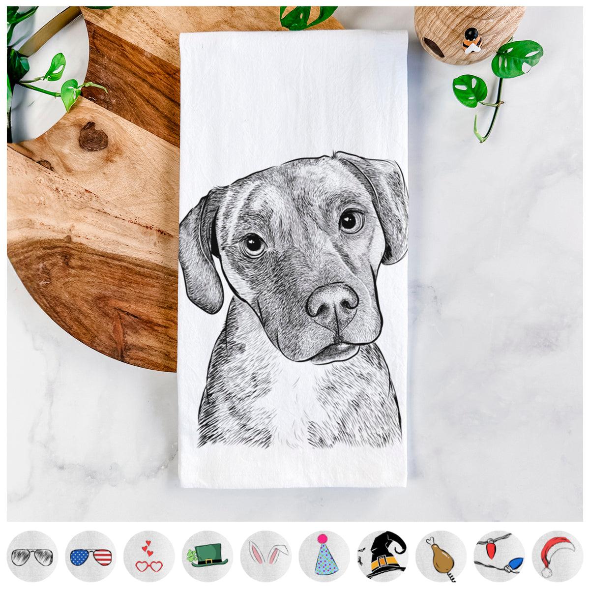 Peyton Manning the Beagle Bulldog Mix Tea Towel