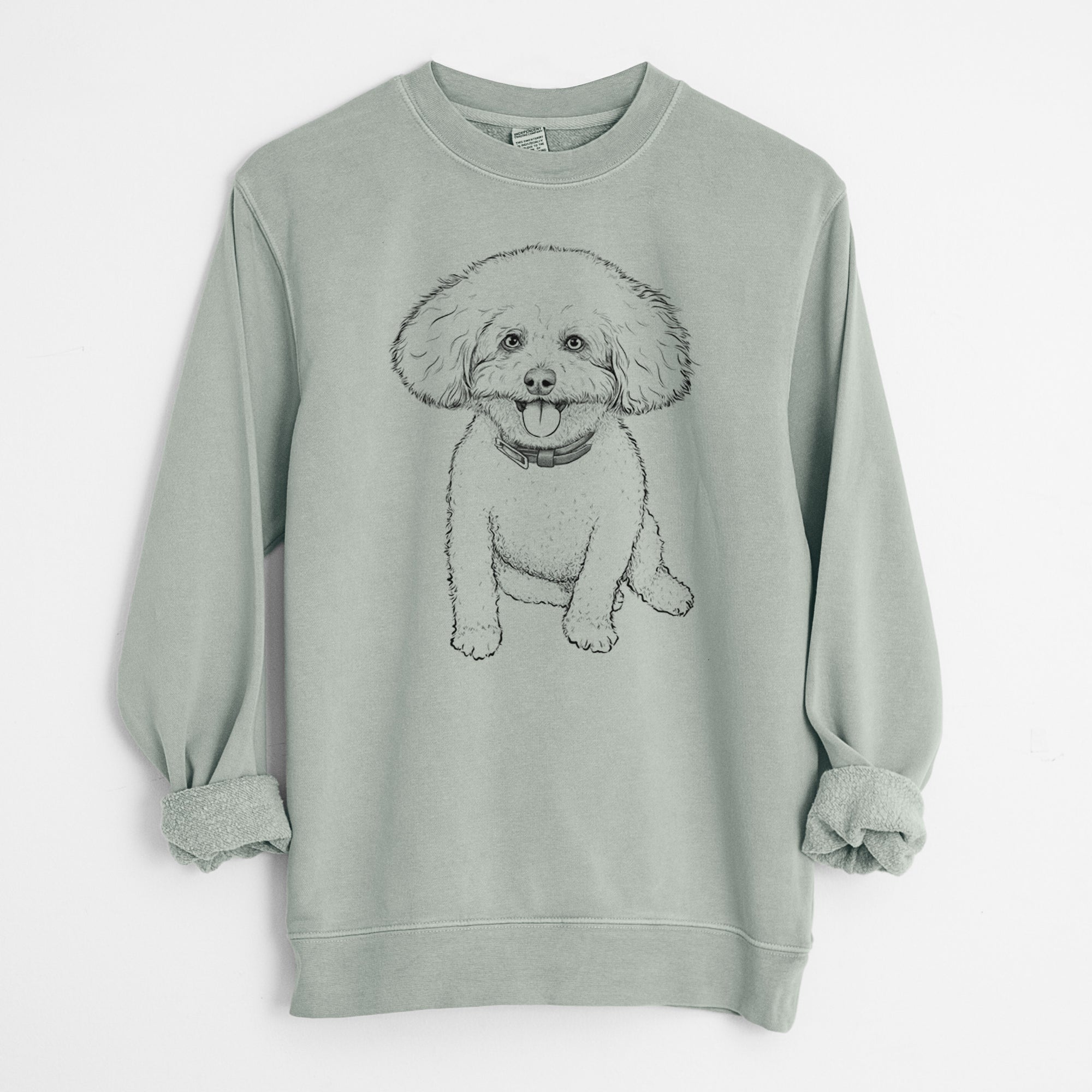 Bare Peyton the Bichon Frise - Unisex Pigment Dyed Crew Sweatshirt