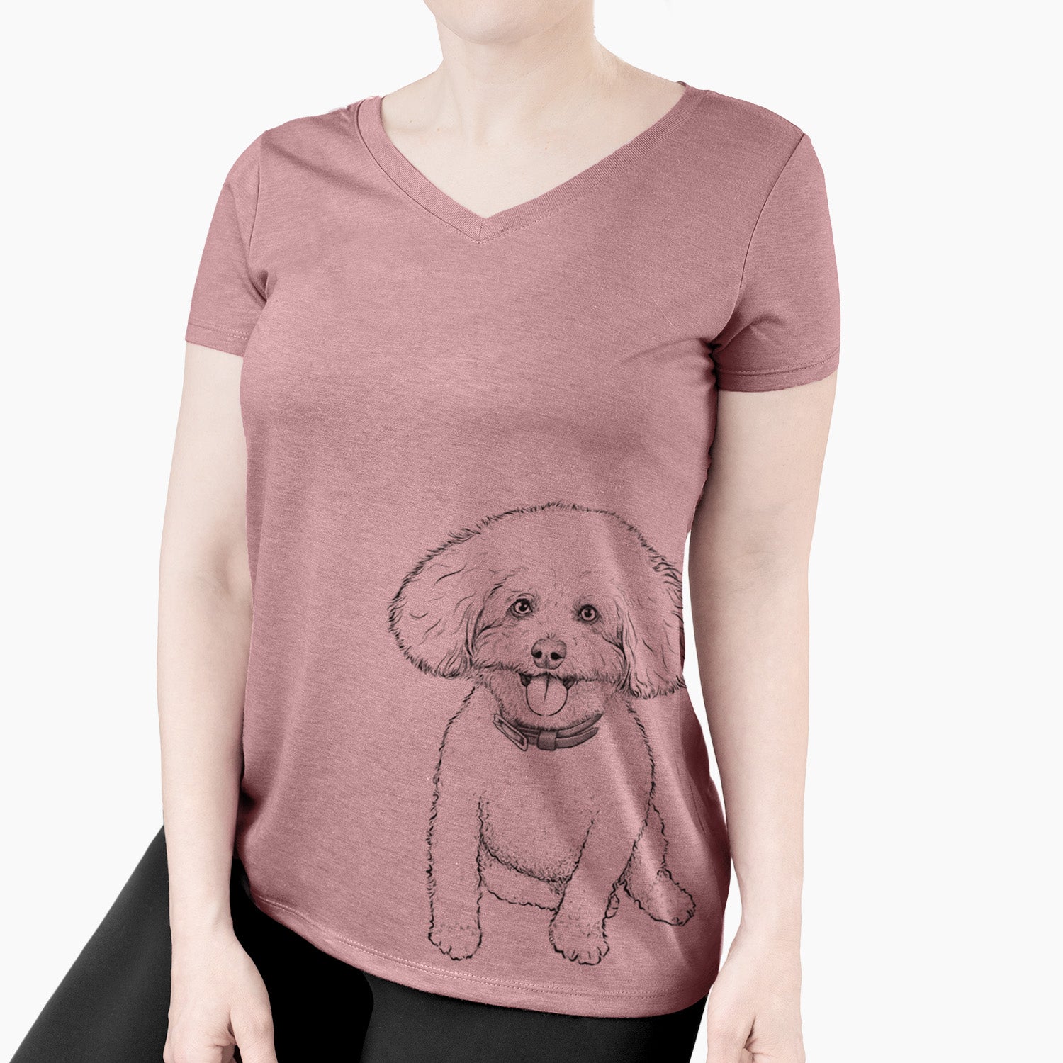 Bare Peyton the Bichon Frise - Women's V-neck Shirt