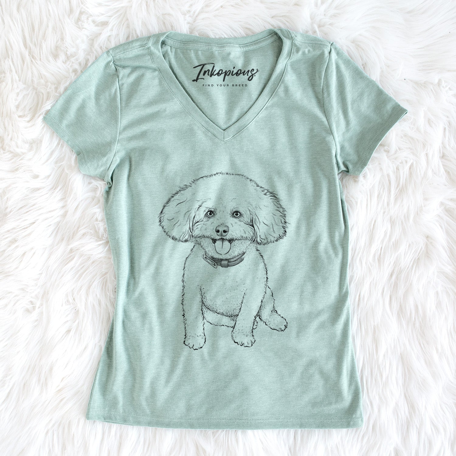 Bare Peyton the Bichon Frise - Women's V-neck Shirt