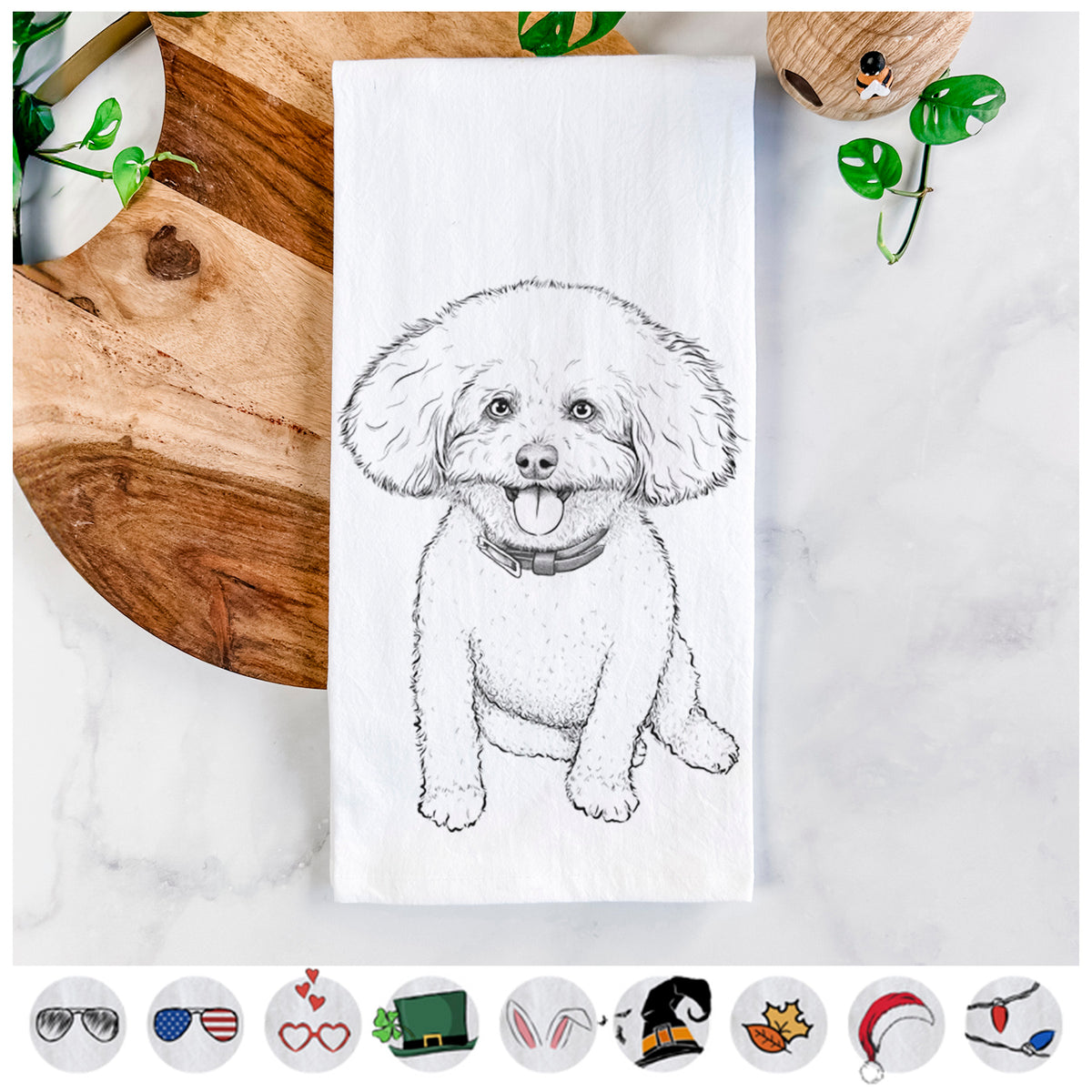 Peyton the Bichon Frise Tea Towel