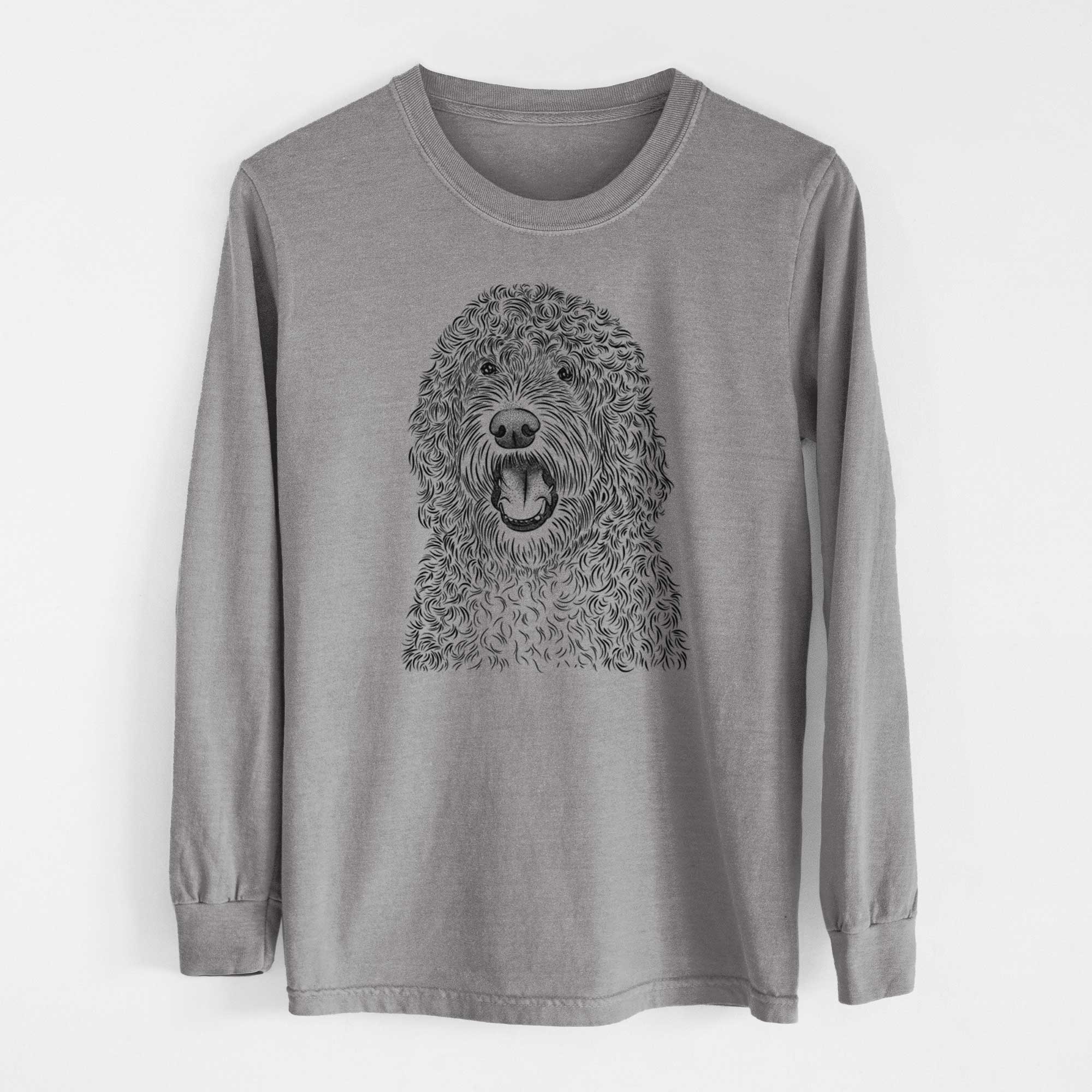 Bare Phillip the Portuguese Water Dog - Men's Heavyweight 100% Cotton Long Sleeve