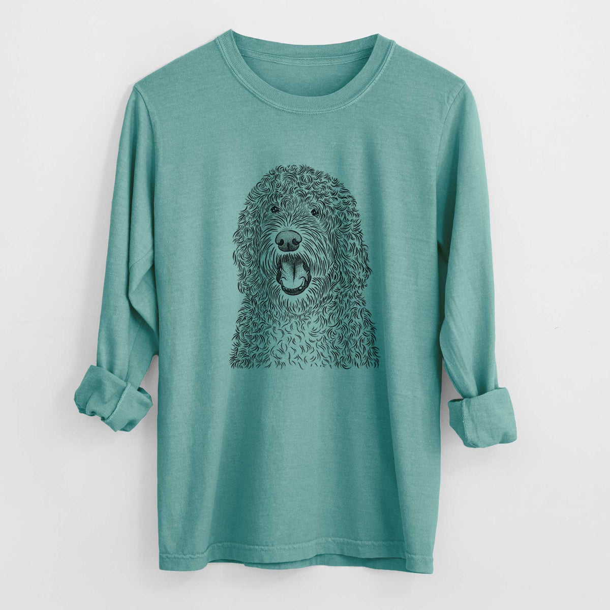 Bare Phillip the Portuguese Water Dog - Men&#39;s Heavyweight 100% Cotton Long Sleeve