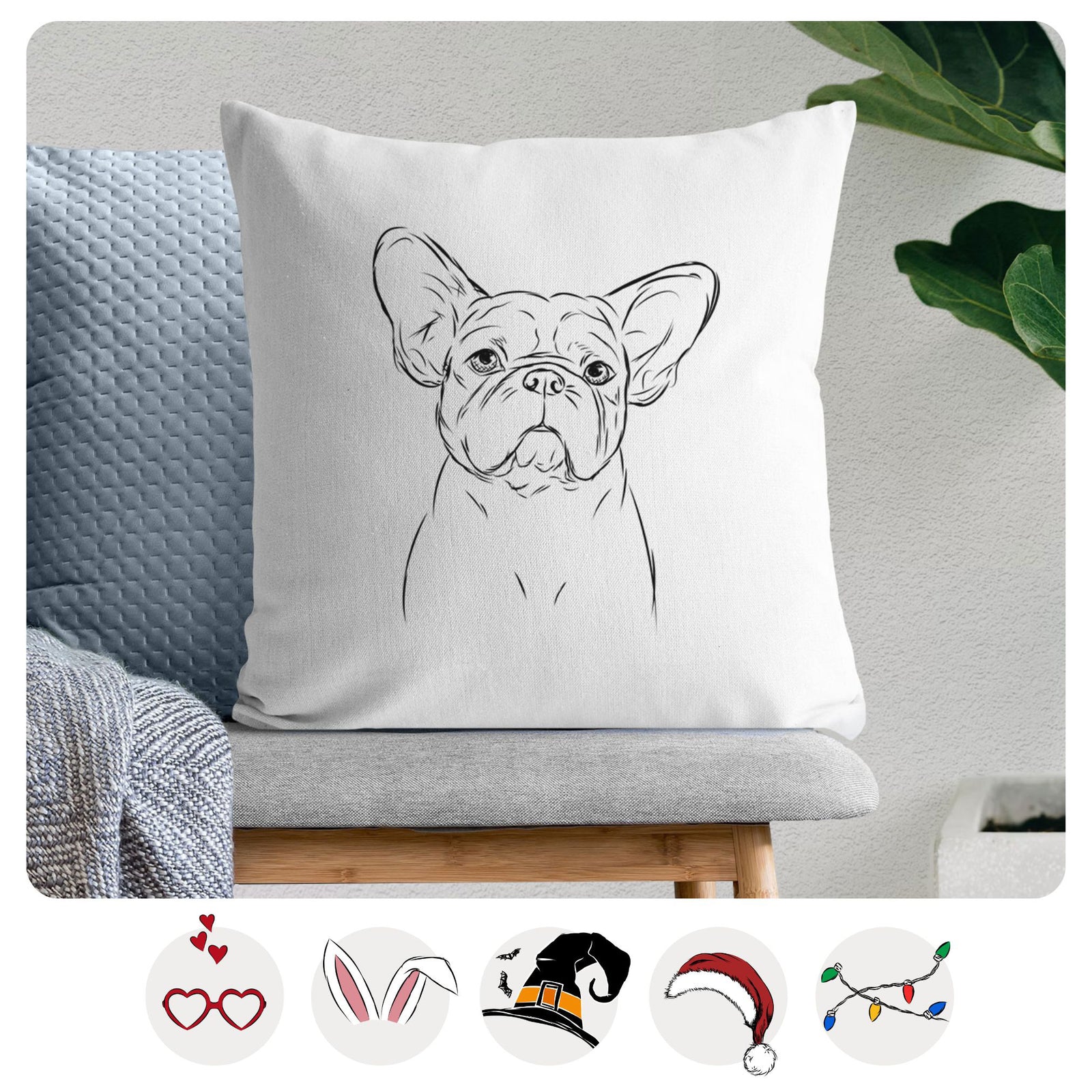 Pierre the French Bulldog - Throw Pillow Cover