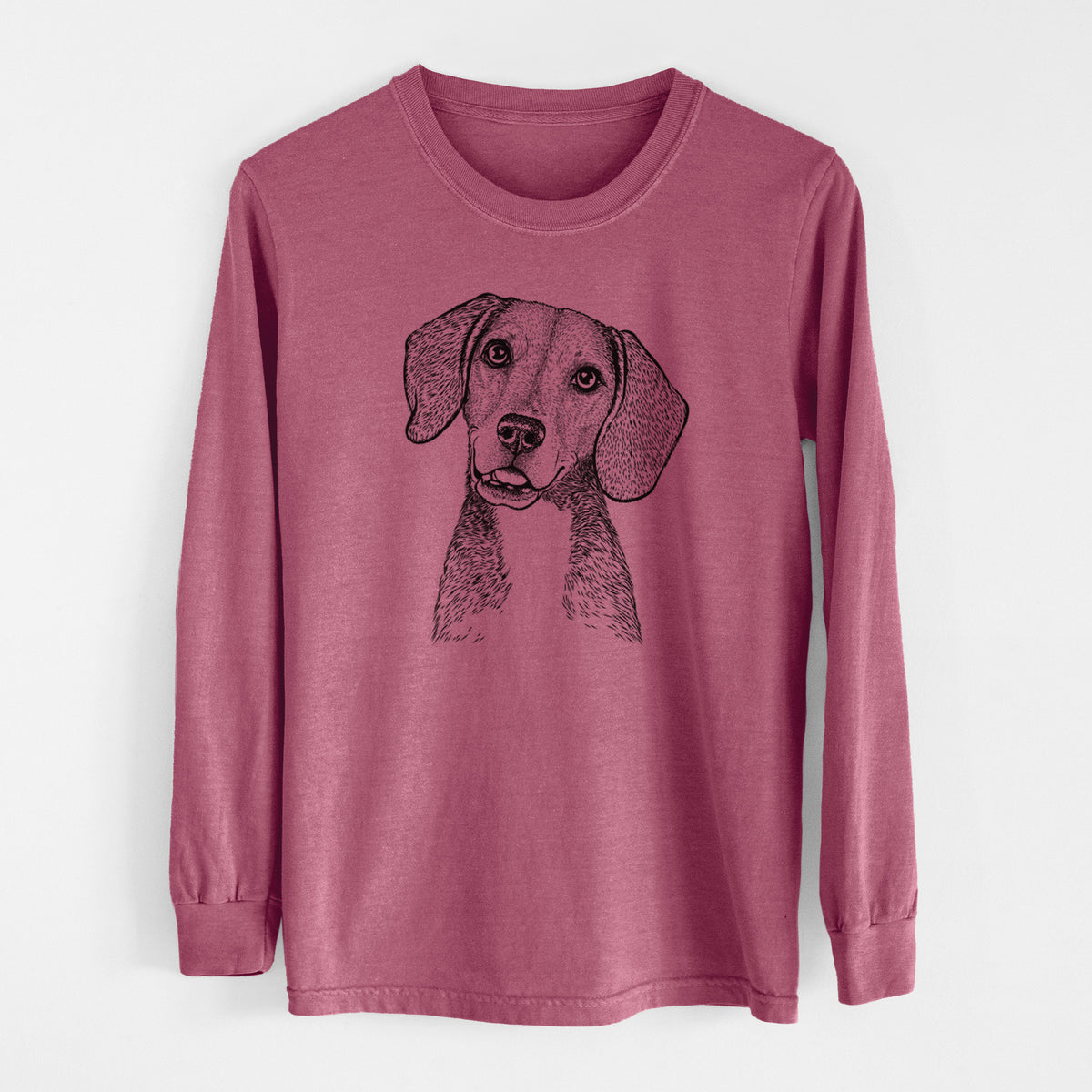 Bare Piggy the Beagle Mix - Men's Heavyweight 100% Cotton Long Sleeve