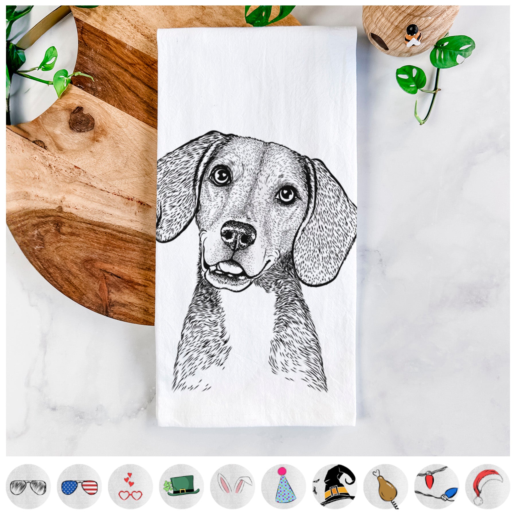 Piggy the Beagle Mix Tea Towel