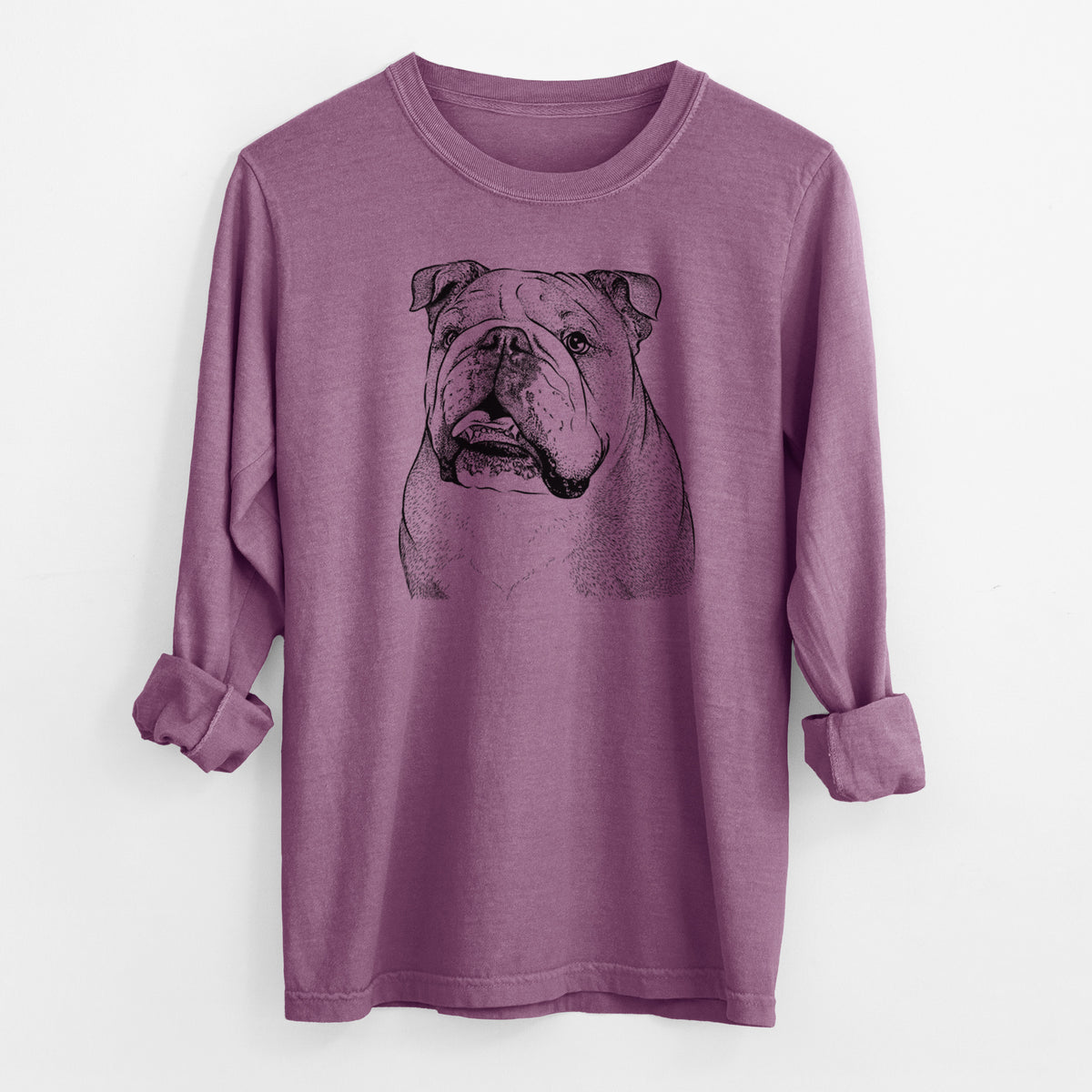 Bare Piggy the English Bulldog - Men's Heavyweight 100% Cotton Long Sleeve