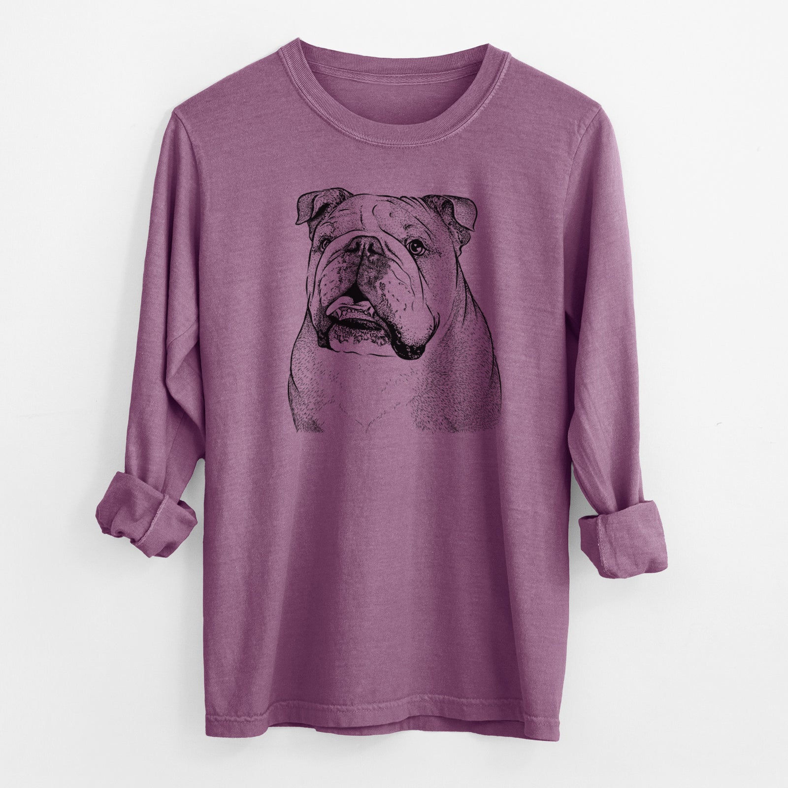 Bare Piggy the English Bulldog - Men's Heavyweight 100% Cotton Long Sleeve