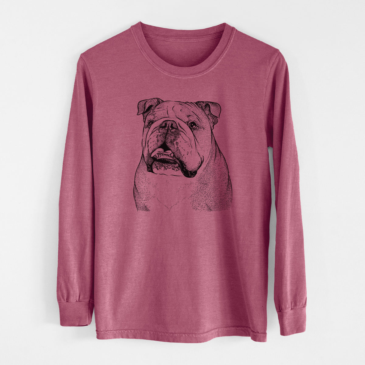 Bare Piggy the English Bulldog - Men's Heavyweight 100% Cotton Long Sleeve