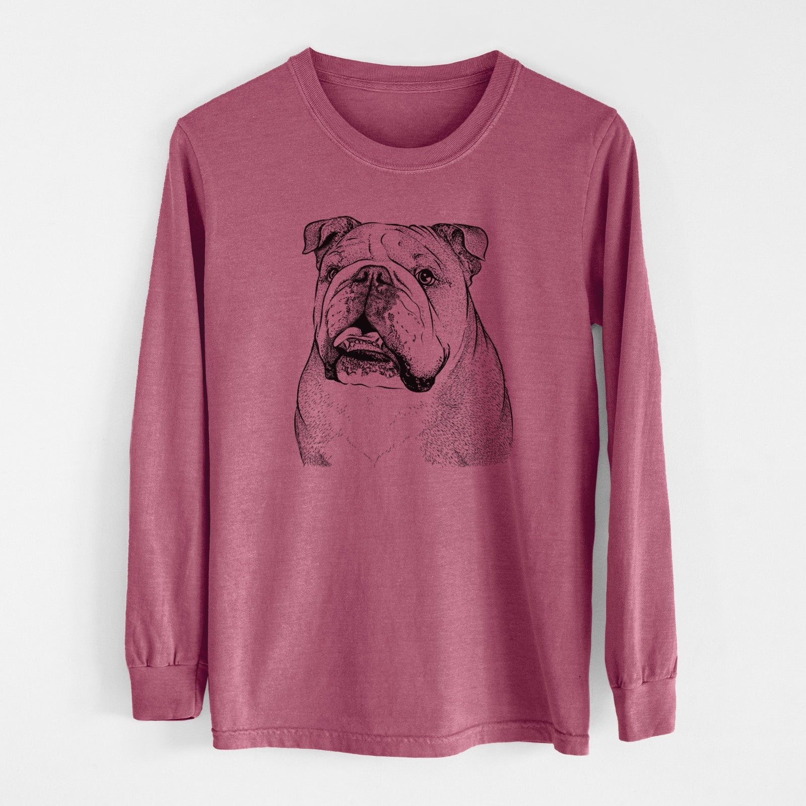 Bare Piggy the English Bulldog - Men's Heavyweight 100% Cotton Long Sleeve