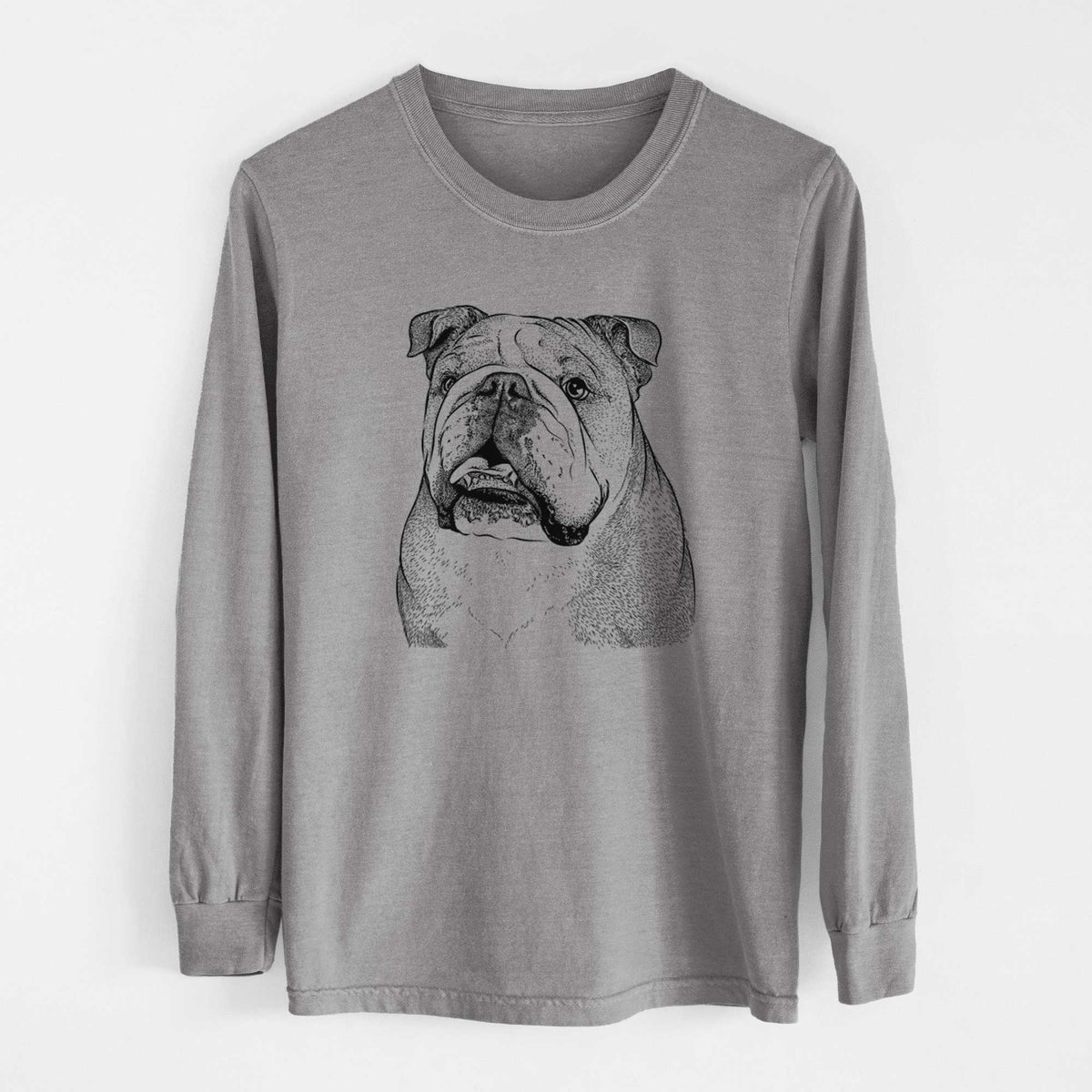 Bare Piggy the English Bulldog - Men's Heavyweight 100% Cotton Long Sleeve