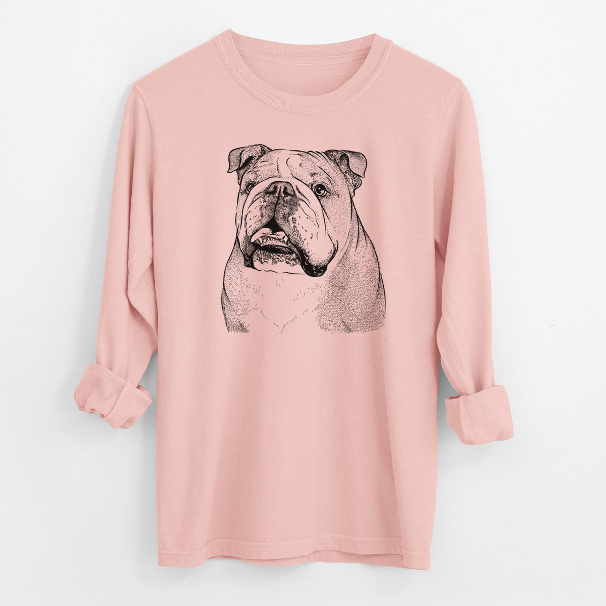Bare Piggy the English Bulldog - Men's Heavyweight 100% Cotton Long Sleeve
