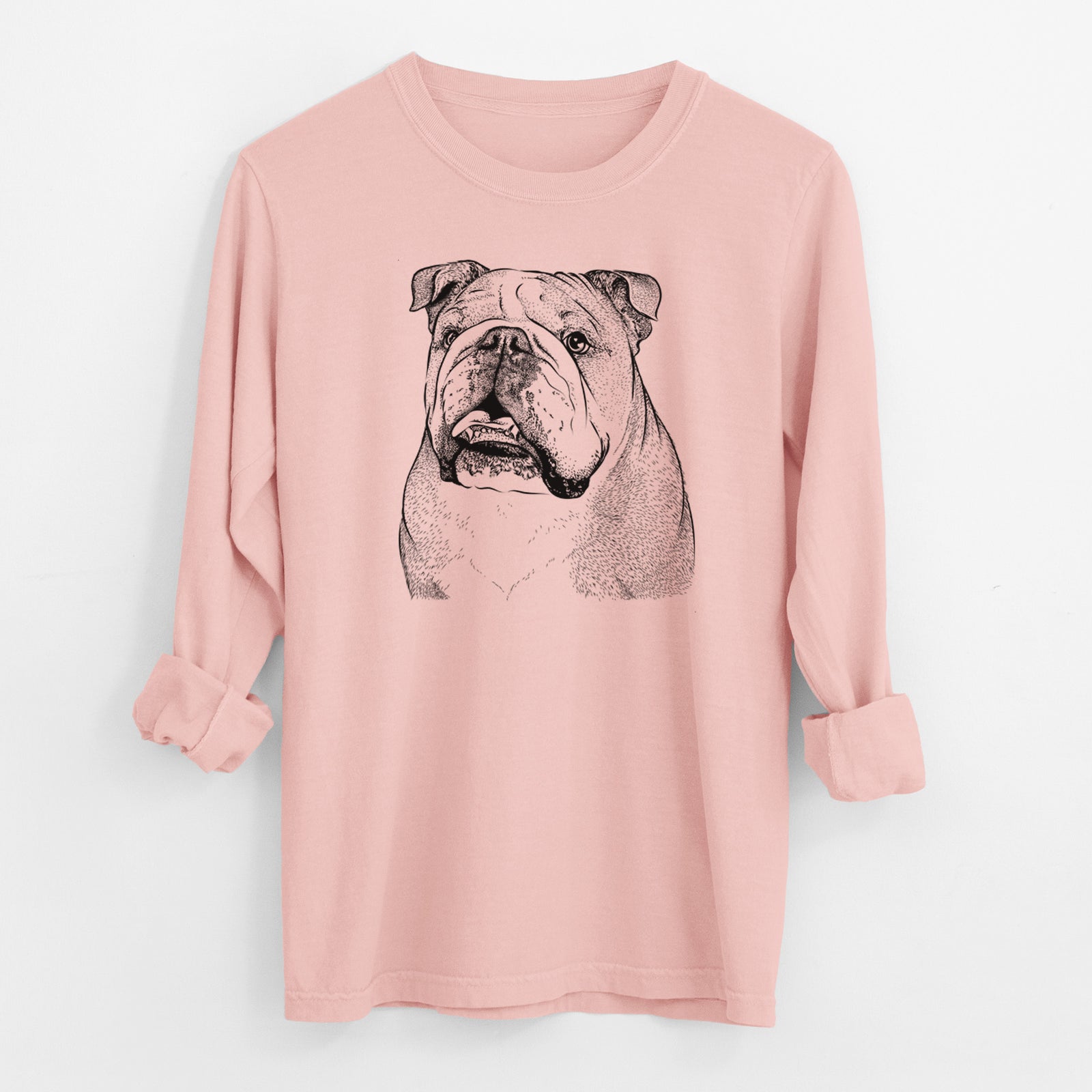 Bare Piggy the English Bulldog - Men's Heavyweight 100% Cotton Long Sleeve