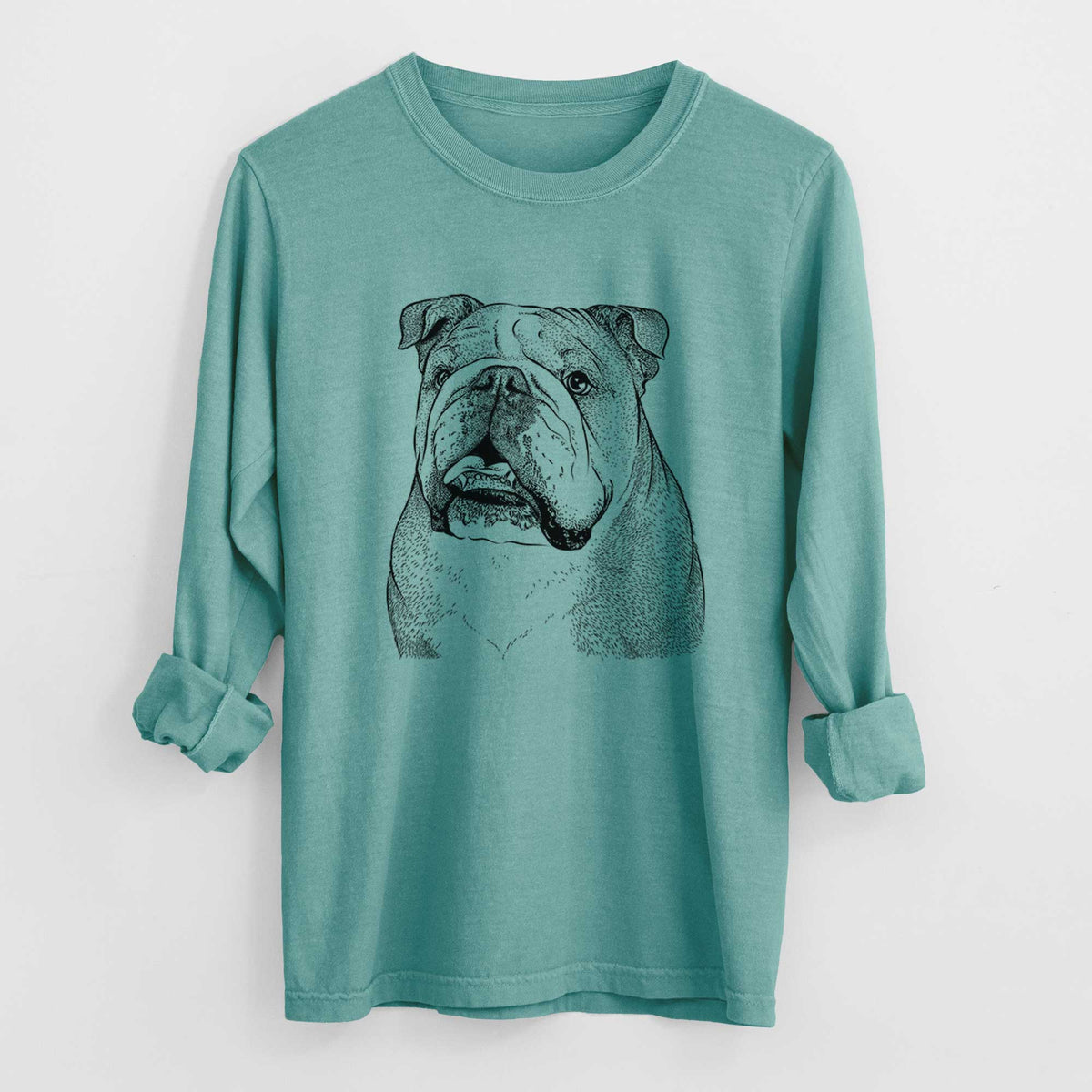 Bare Piggy the English Bulldog - Men's Heavyweight 100% Cotton Long Sleeve
