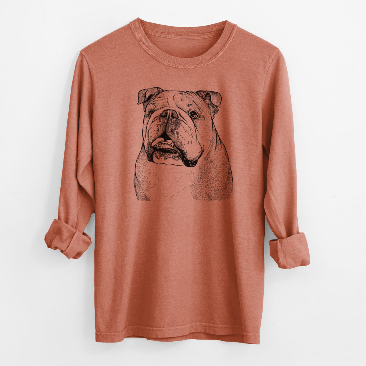 Bare Piggy the English Bulldog - Men's Heavyweight 100% Cotton Long Sleeve