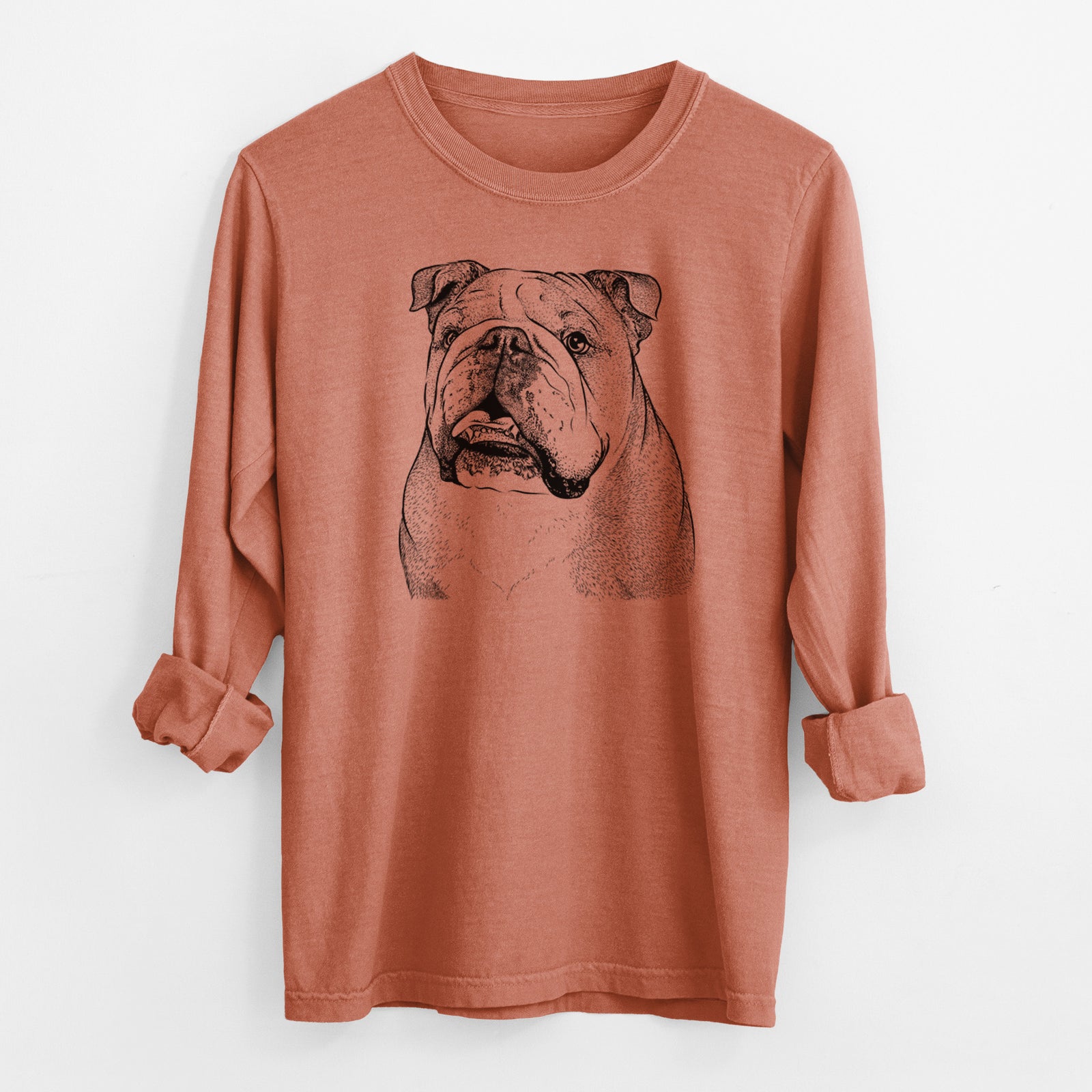 Bare Piggy the English Bulldog - Men's Heavyweight 100% Cotton Long Sleeve