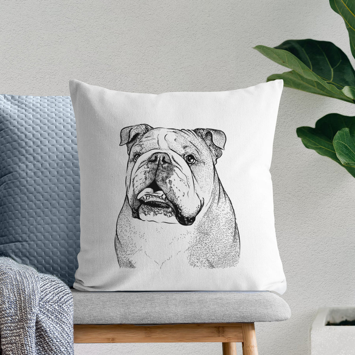 Piggy the English Bulldog - Throw Pillow Cover