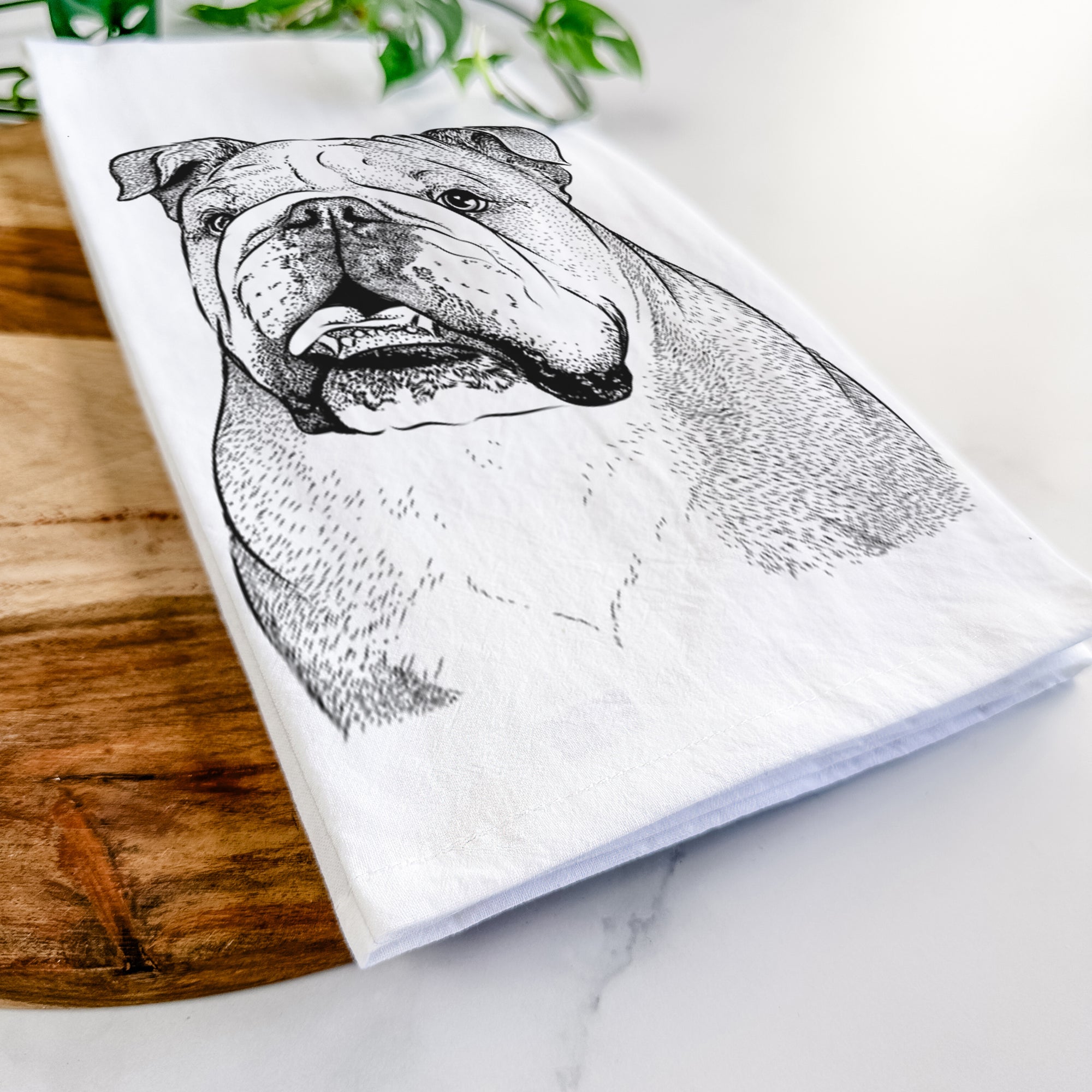 Piggy the English Bulldog Tea Towel