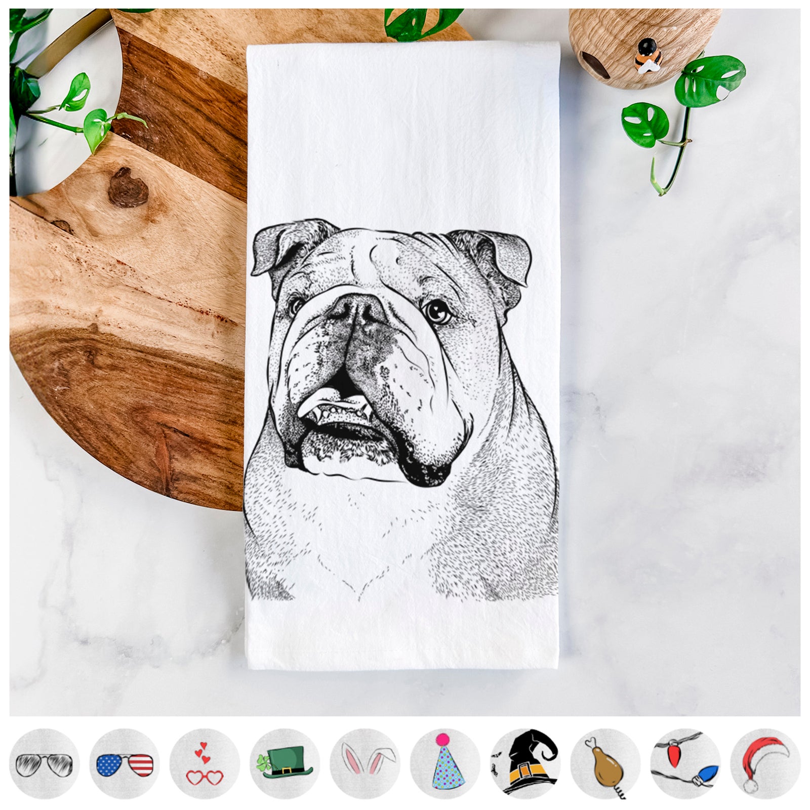 Piggy the English Bulldog Tea Towel