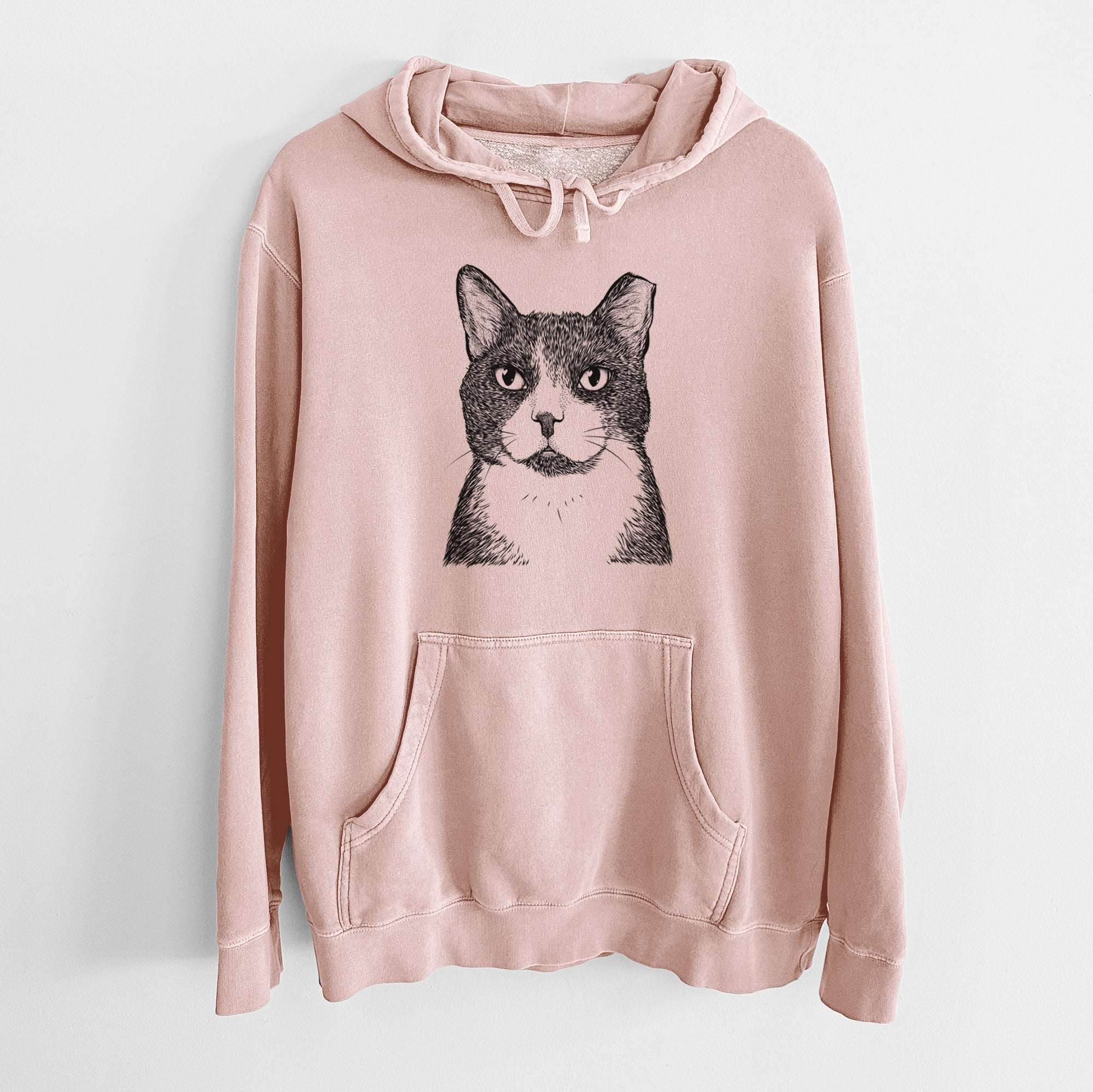 Bare Pinky the Tuxedo Cat - Unisex Pigment Dyed Hoodie