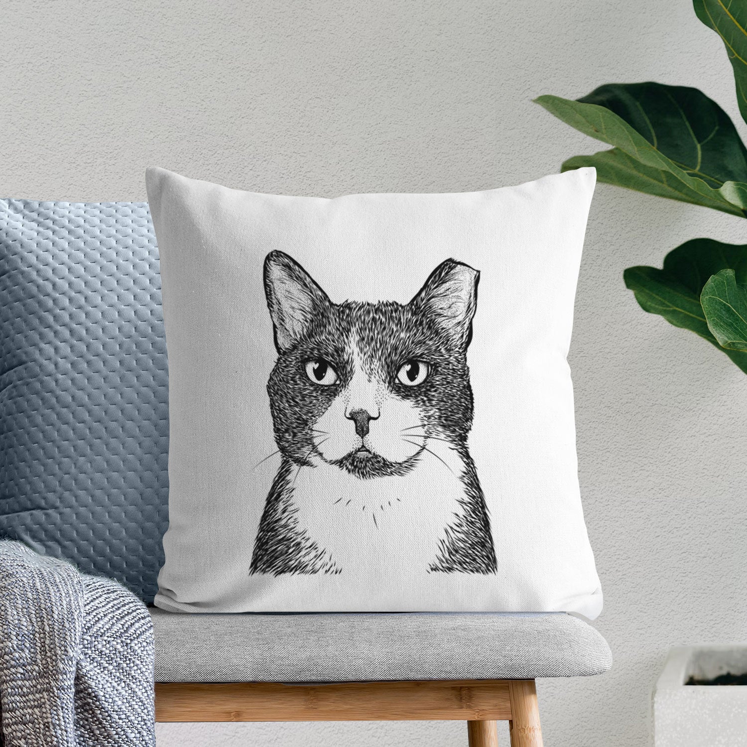 Pinky the Tuxedo Cat - Throw Pillow Cover