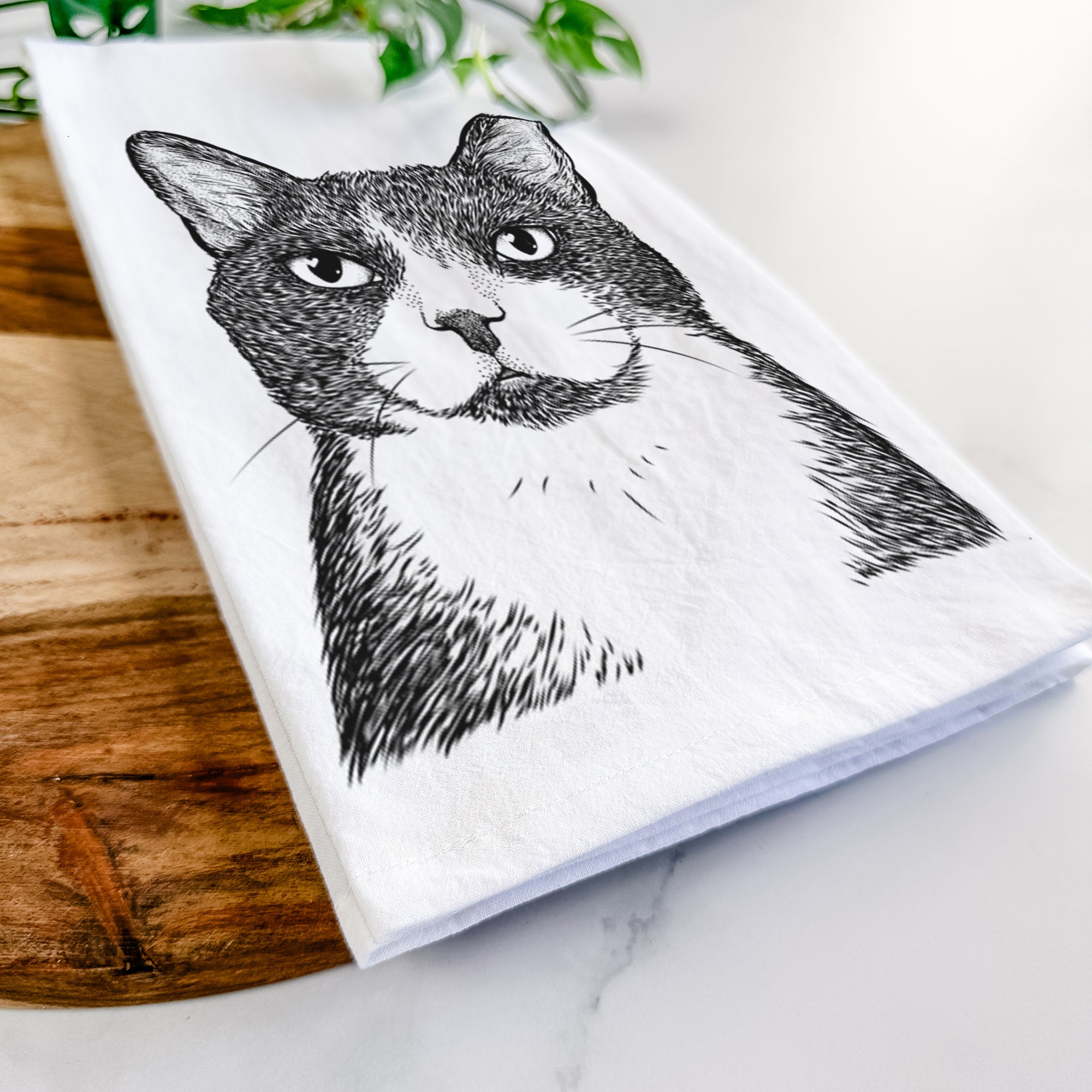 Pinky the Tuxedo Cat Tea Towel