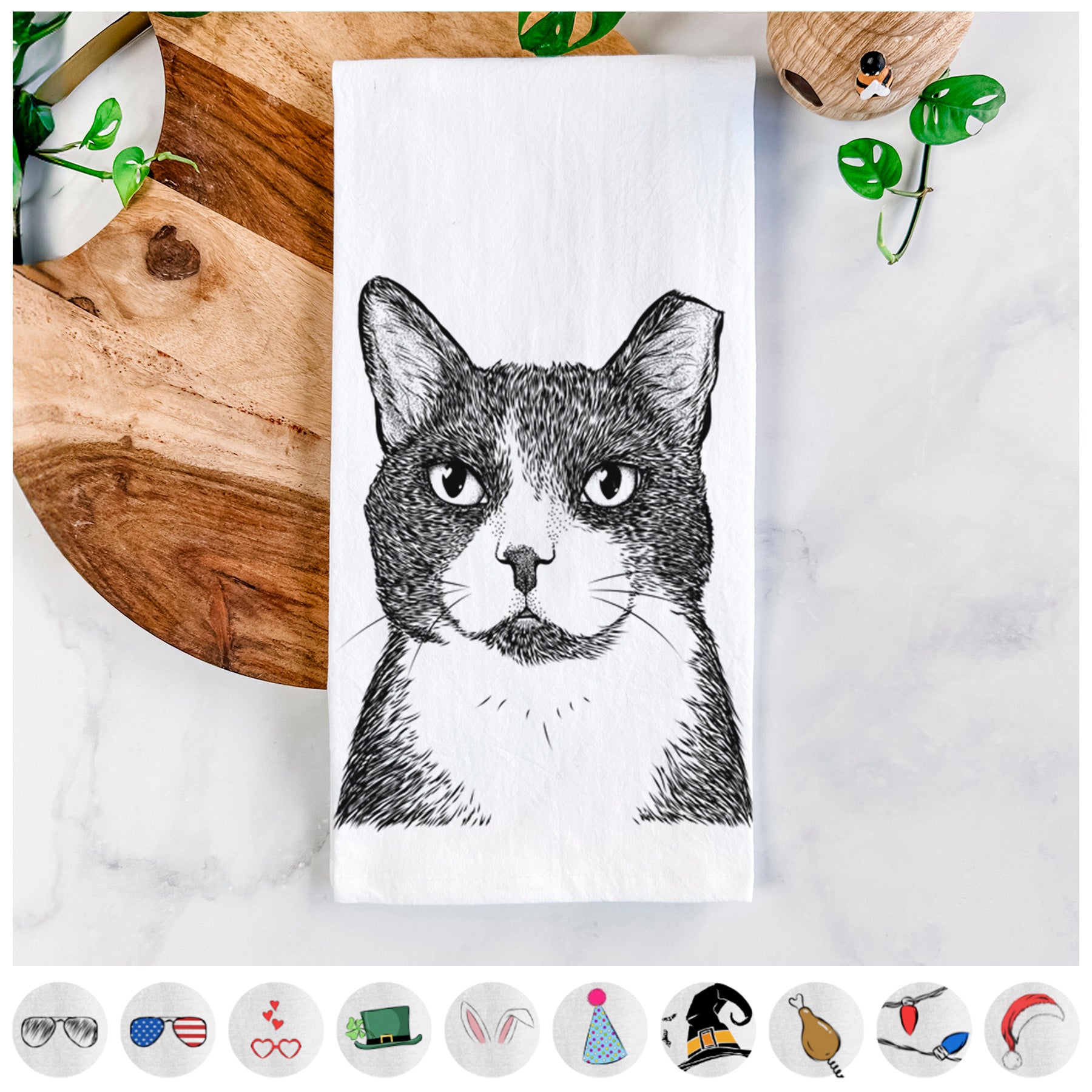 Pinky the Tuxedo Cat Tea Towel