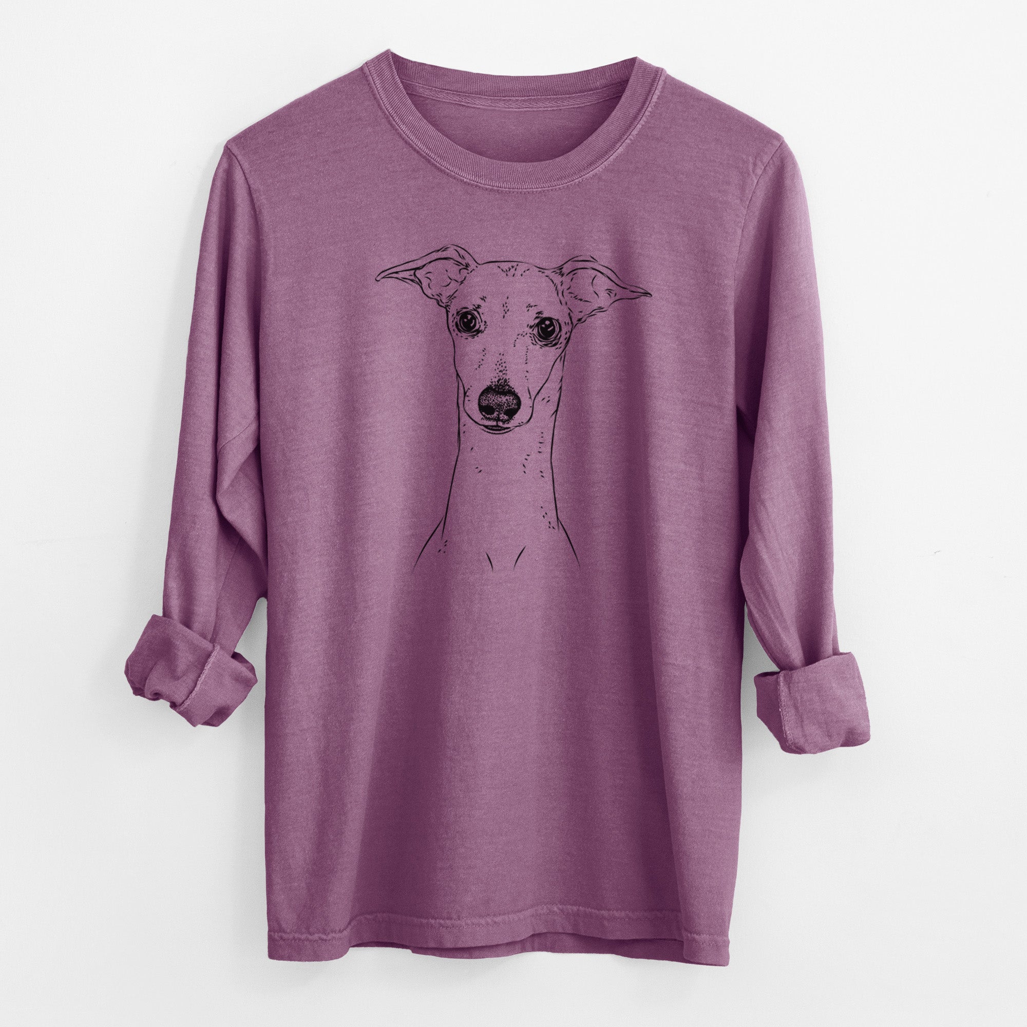 Bare Pip the Italian Greyhound - Men's Heavyweight 100% Cotton Long Sleeve