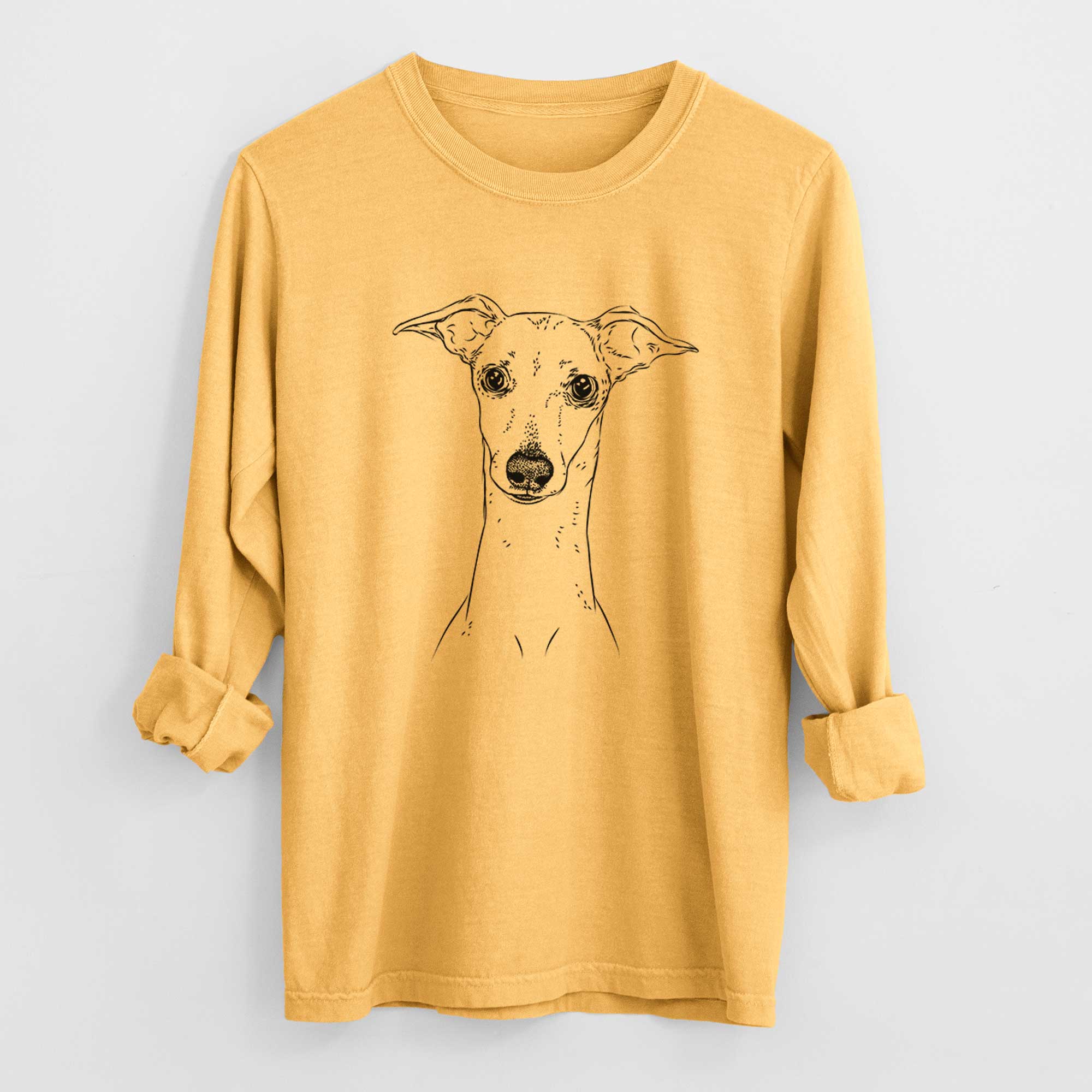 Bare Pip the Italian Greyhound - Men's Heavyweight 100% Cotton Long Sleeve