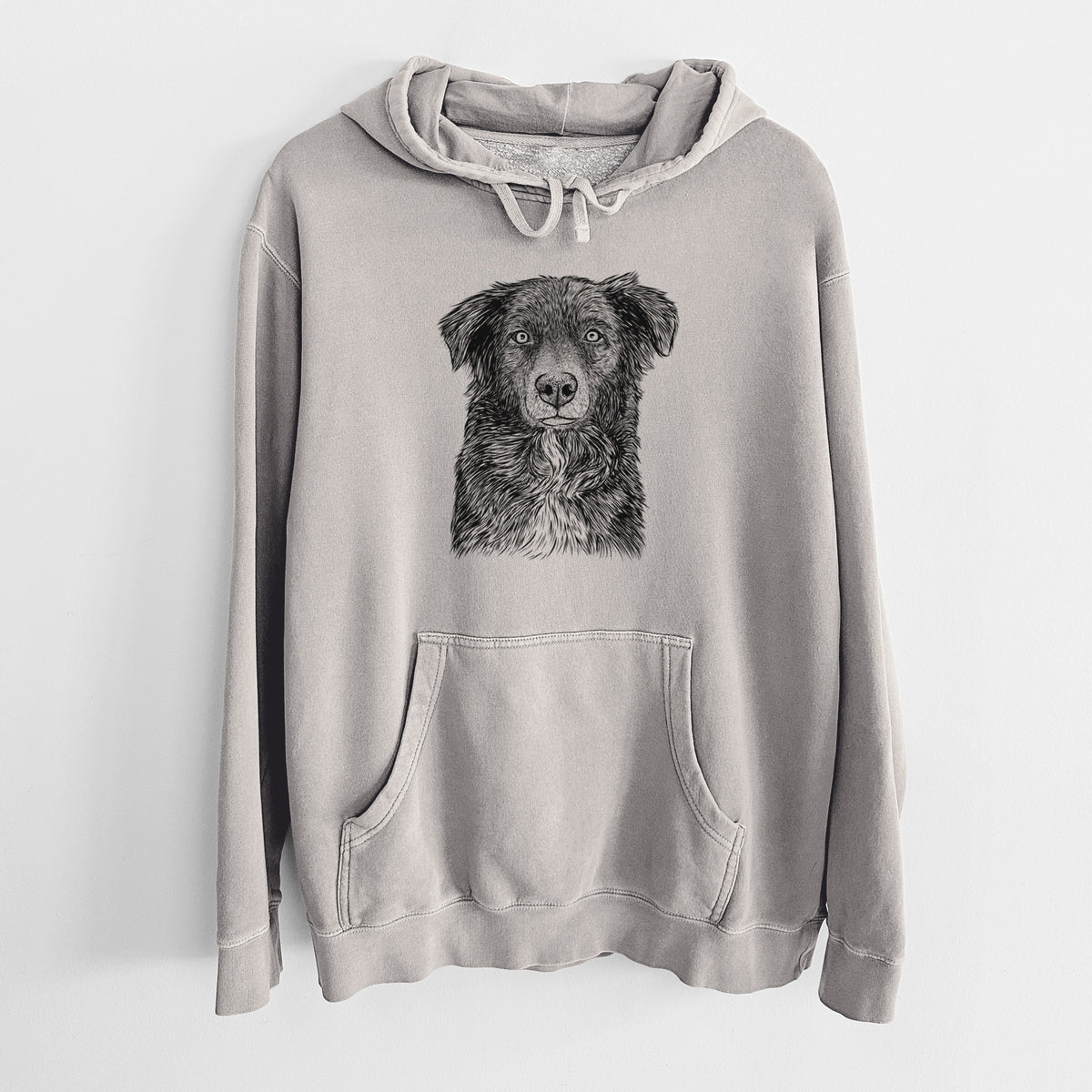 Bare Pixel the Australian Shepherd - Unisex Pigment Dyed Hoodie