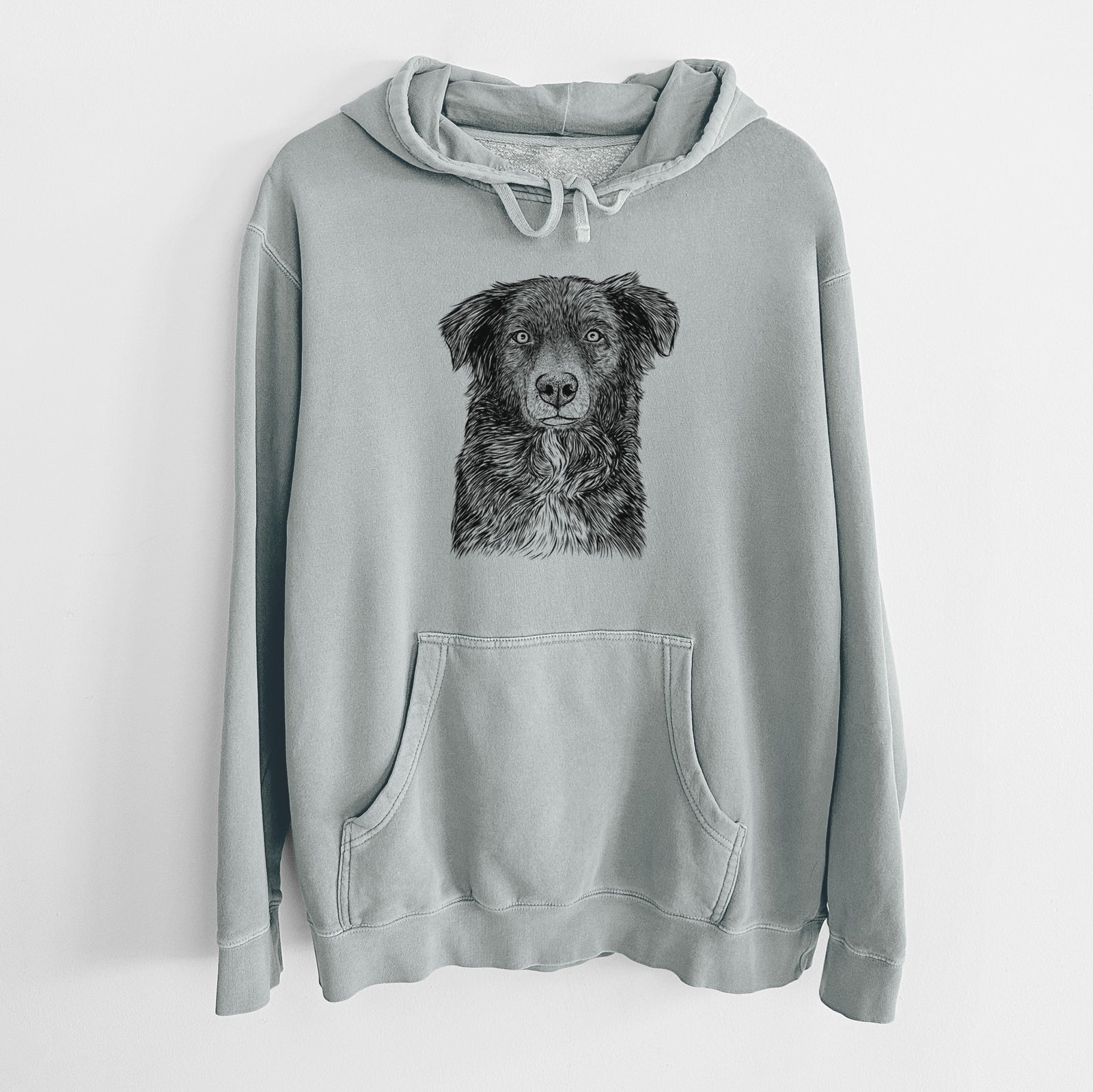 Bare Pixel the Australian Shepherd - Unisex Pigment Dyed Hoodie