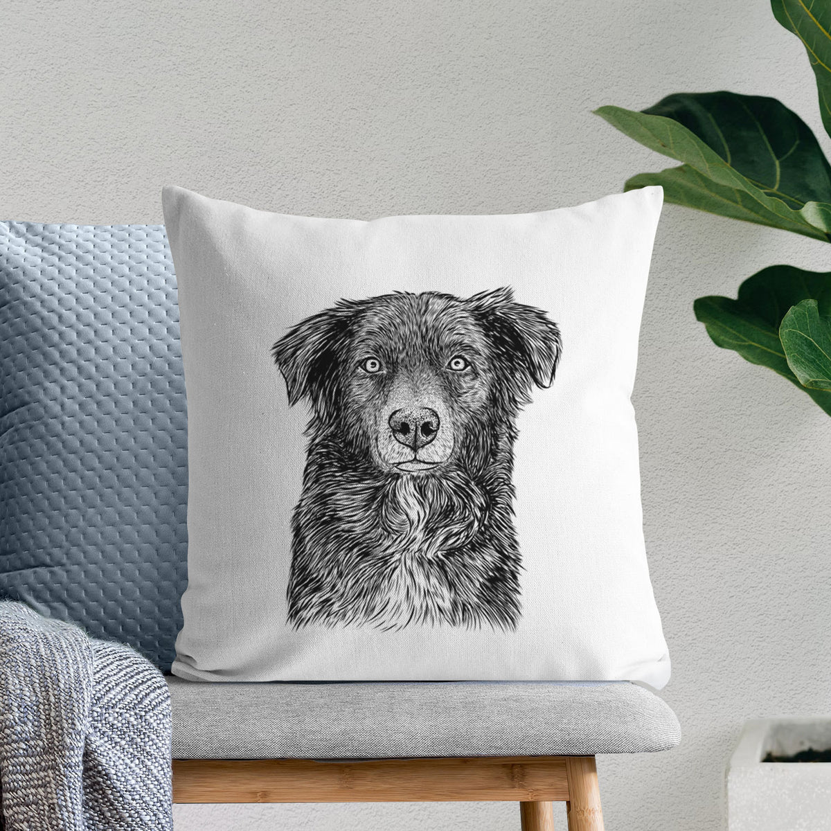 Pixel the Australian Shepherd - Throw Pillow Cover
