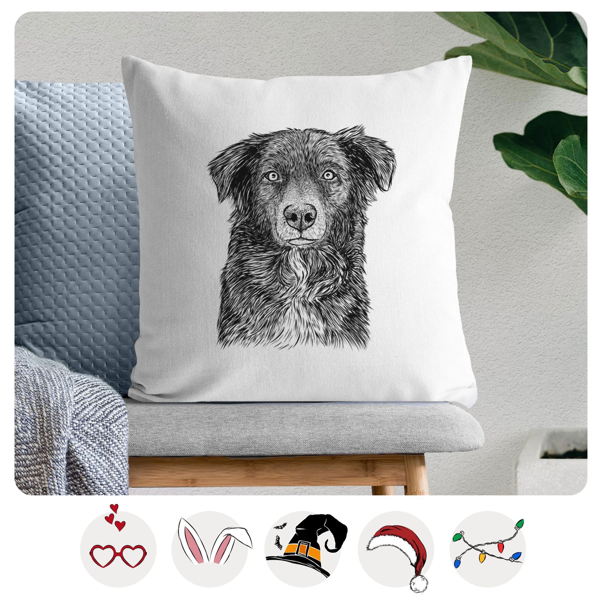 Pixel the Australian Shepherd - Throw Pillow Cover