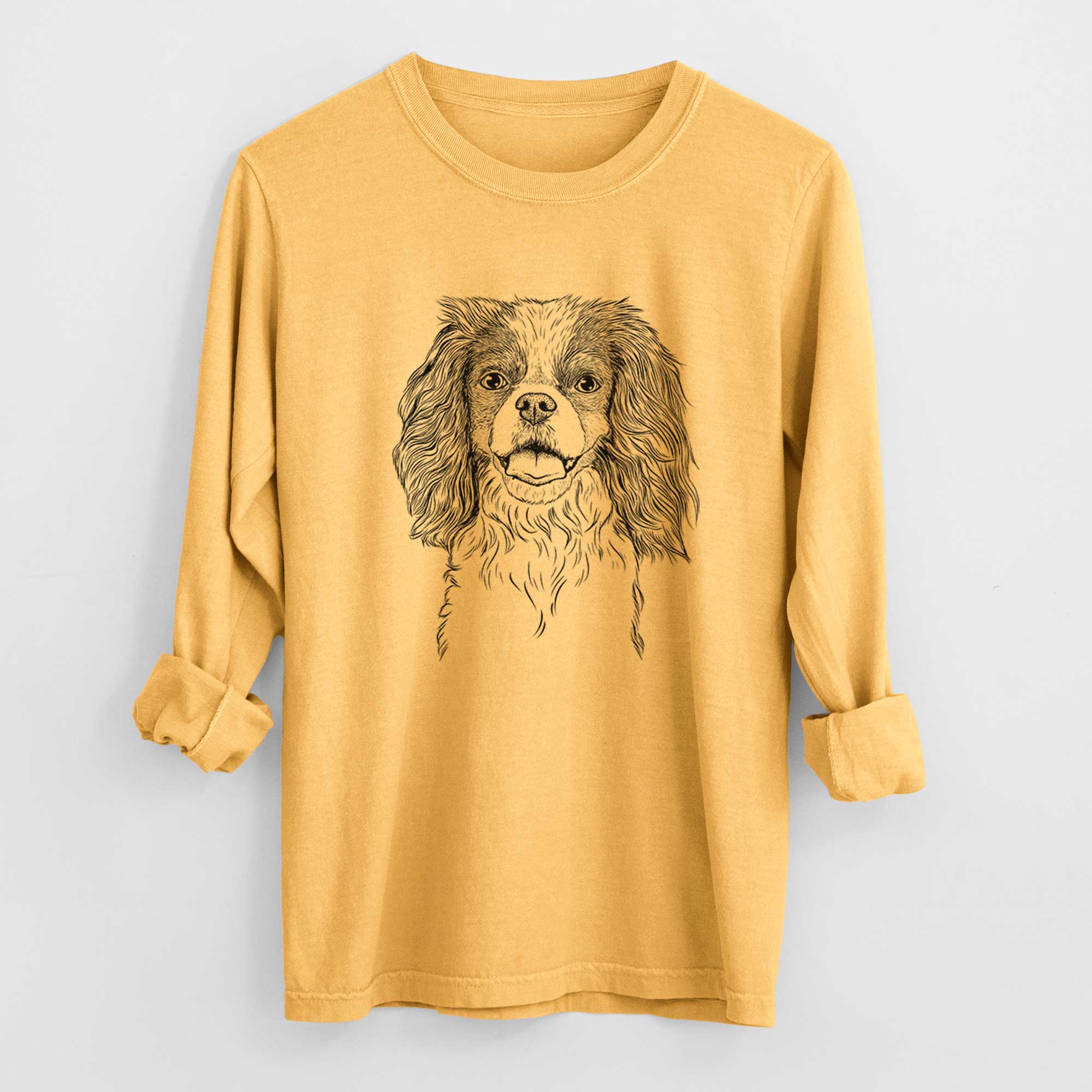 Bare Poppy the Cavalier King Charles Spaniel - Men's Heavyweight 100% Cotton Long Sleeve