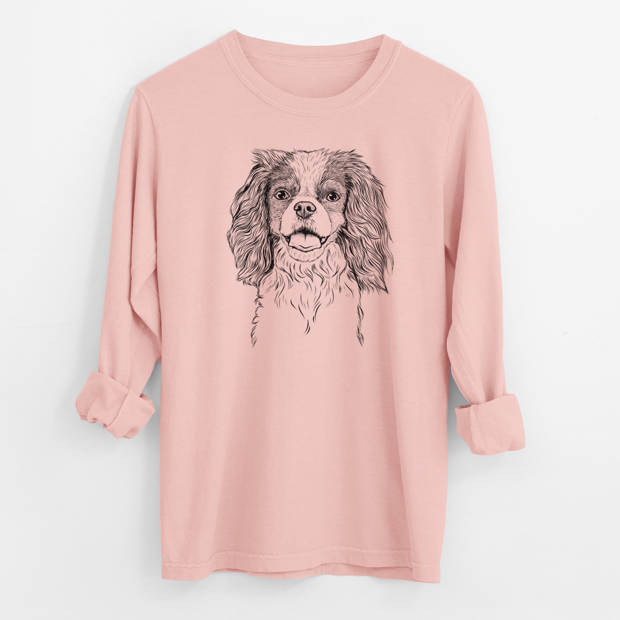 Bare Poppy the Cavalier King Charles Spaniel - Men's Heavyweight 100% Cotton Long Sleeve