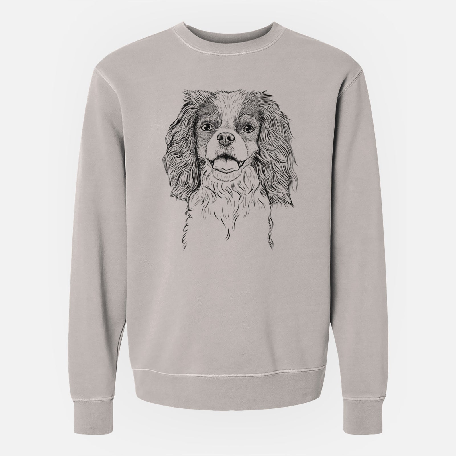 Bare Poppy the Cavalier King Charles Spaniel - Unisex Pigment Dyed Crew Sweatshirt