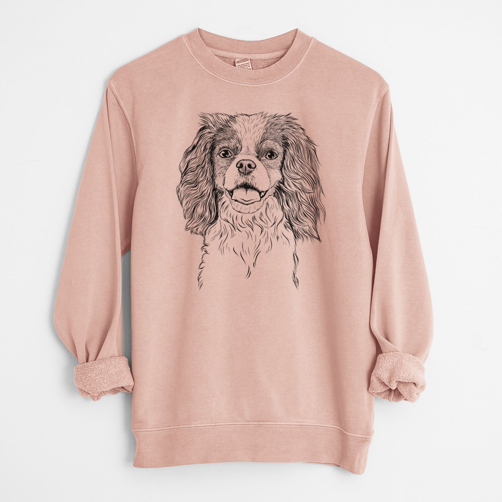 Bare Poppy the Cavalier King Charles Spaniel - Unisex Pigment Dyed Crew Sweatshirt