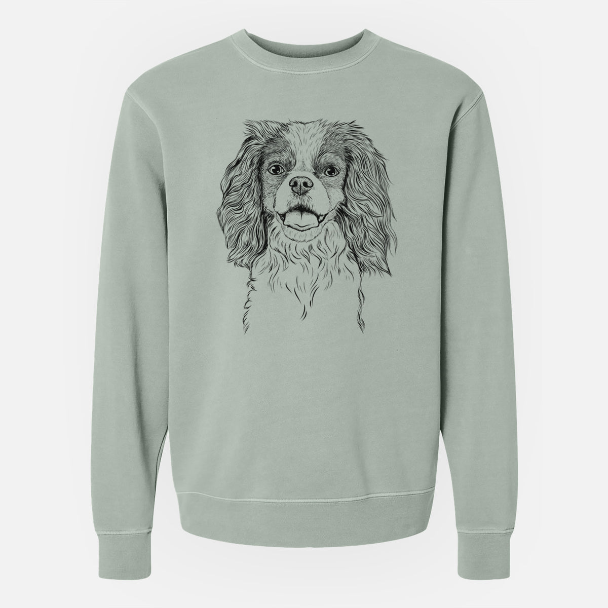 Bare Poppy the Cavalier King Charles Spaniel - Unisex Pigment Dyed Crew Sweatshirt