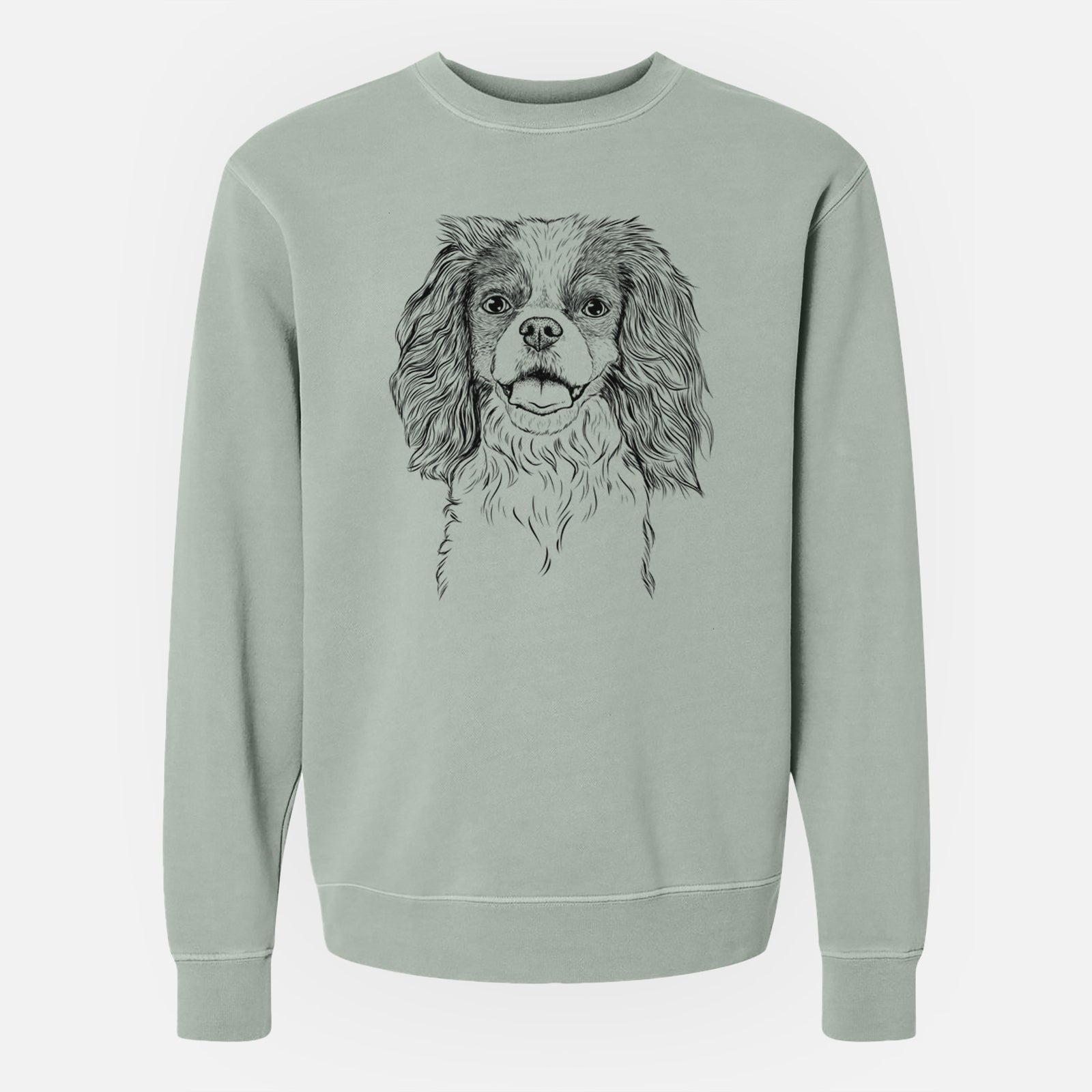Bare Poppy the Cavalier King Charles Spaniel - Unisex Pigment Dyed Crew Sweatshirt
