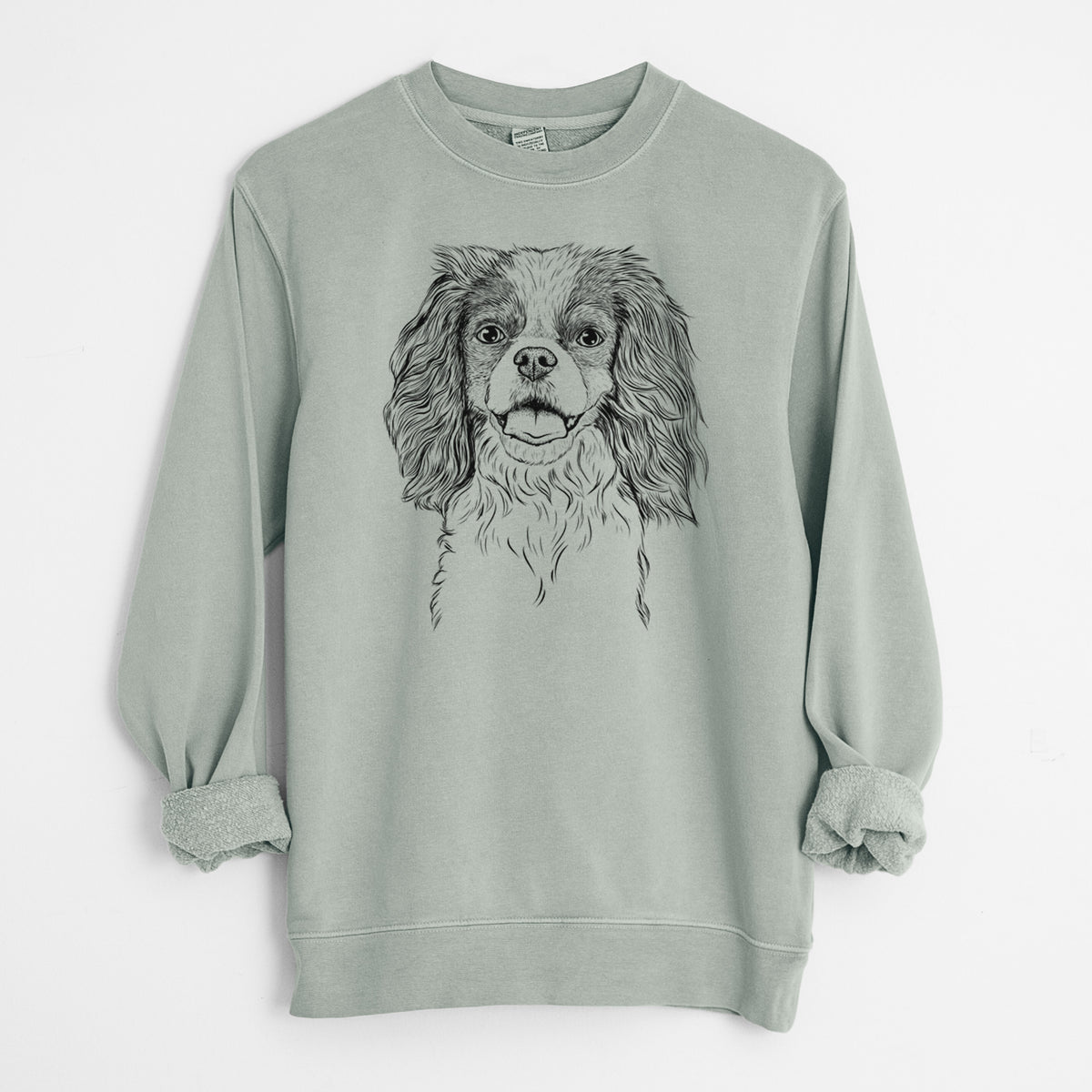 Bare Poppy the Cavalier King Charles Spaniel - Unisex Pigment Dyed Crew Sweatshirt