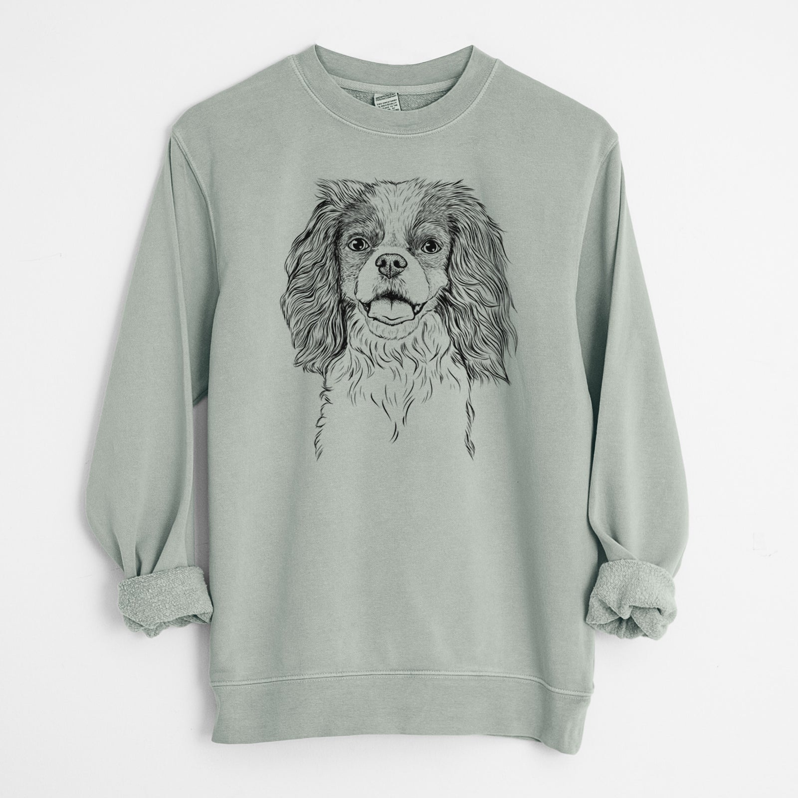 Bare Poppy the Cavalier King Charles Spaniel - Unisex Pigment Dyed Crew Sweatshirt