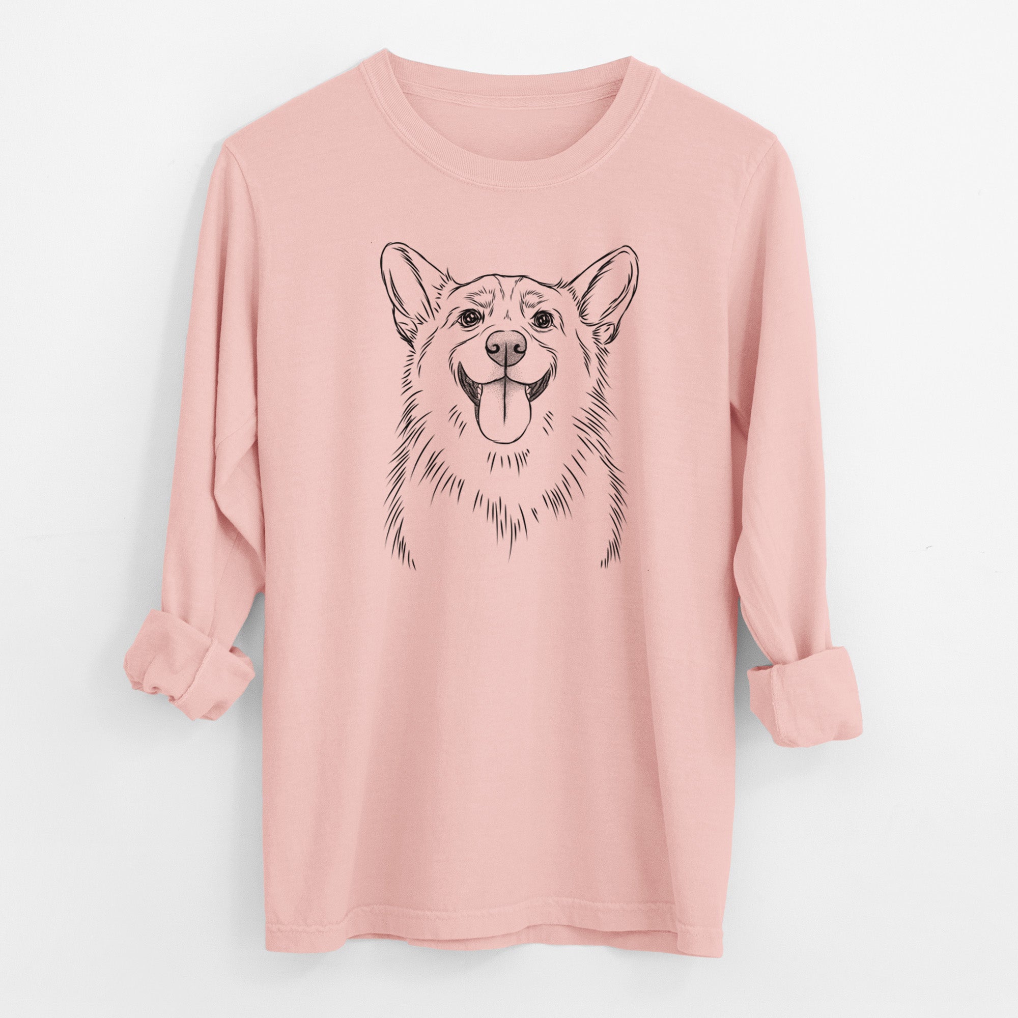 Bare Porter the Pembroke Welsh Corgi - Men's Heavyweight 100% Cotton Long Sleeve