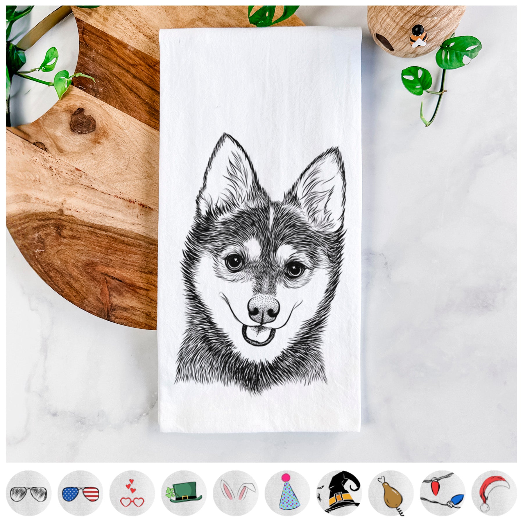 Posey the Alaskan Klee Kai Tea Towel