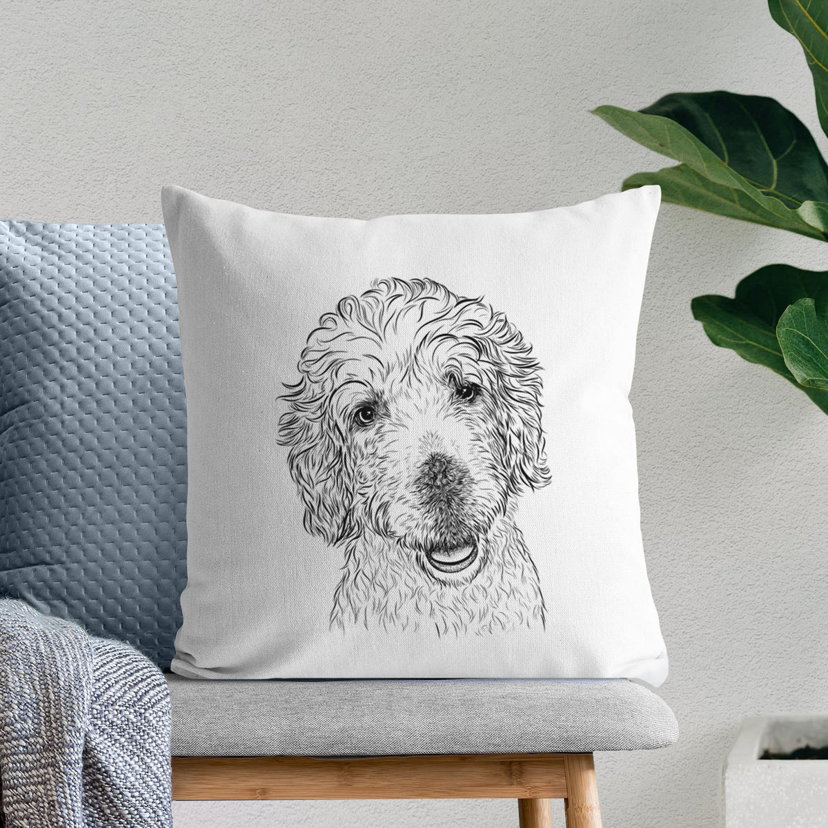 Preston the Labradoodle - Throw Pillow Cover